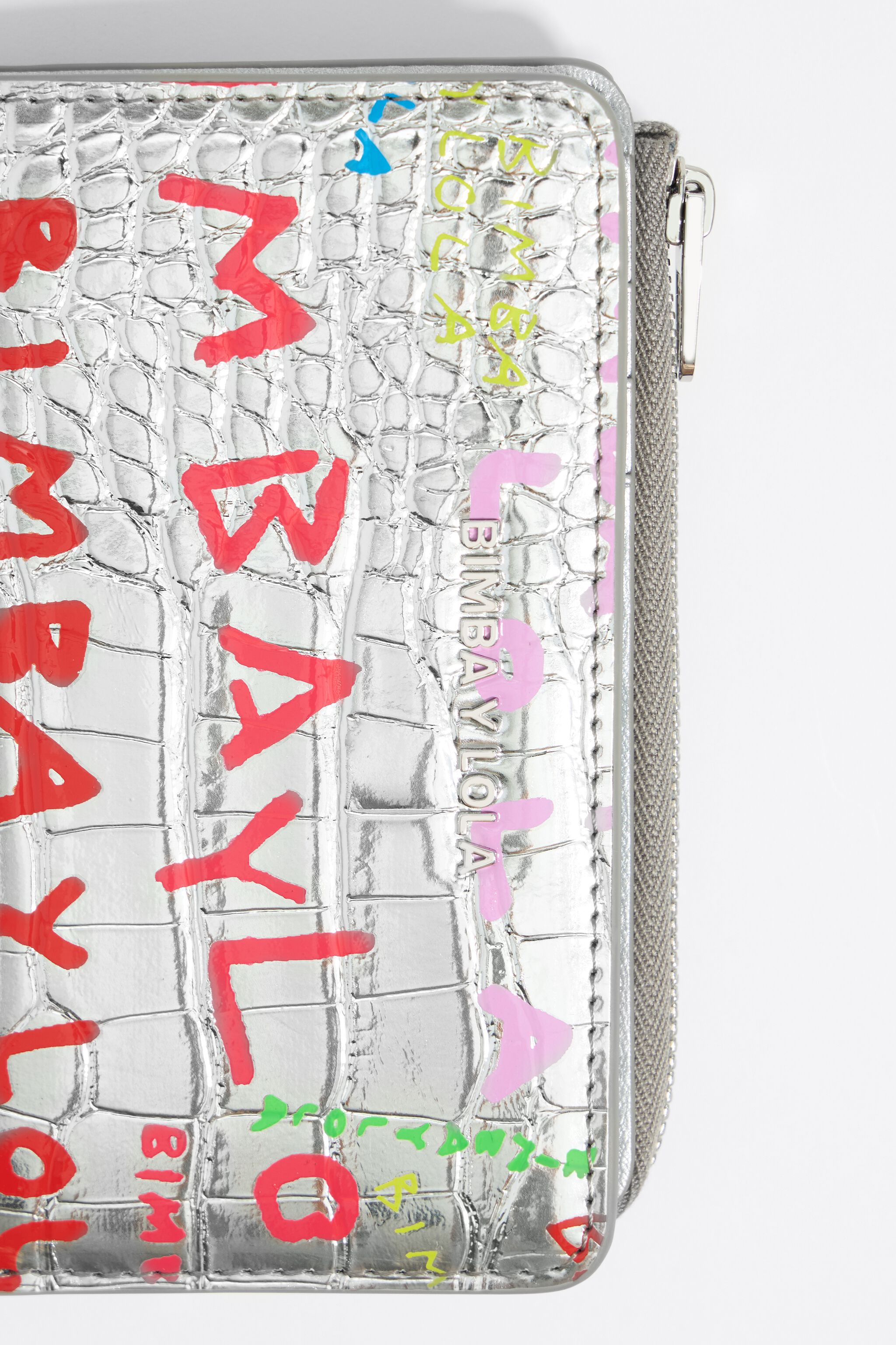 Silver mock croc BIMBAYLOLA.COM purse