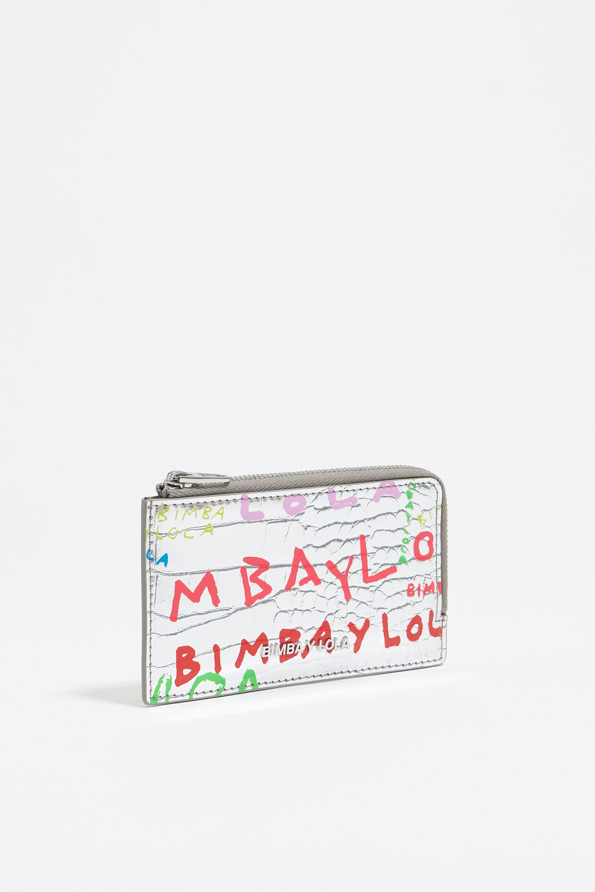 Silver mock croc BIMBAYLOLA.COM card holder/coin purse