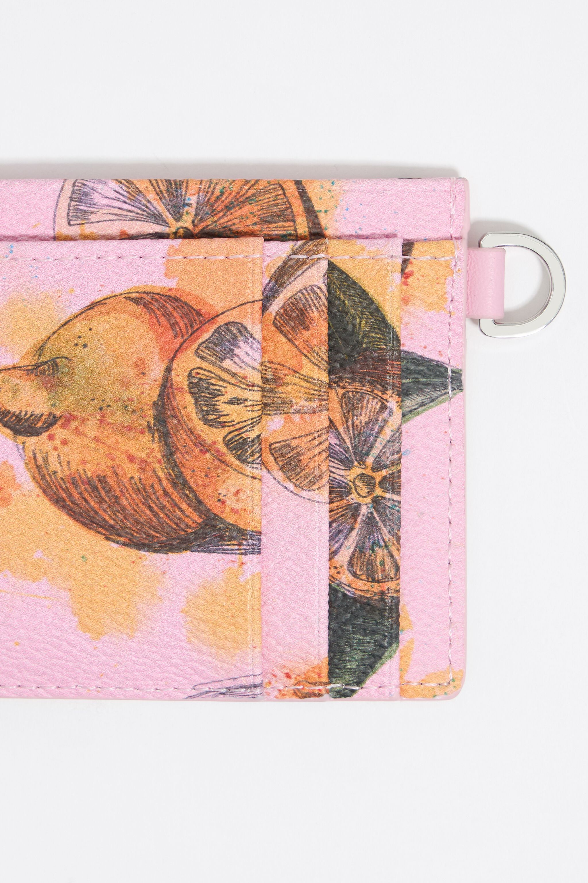 Pink Lemons pebbled card holder