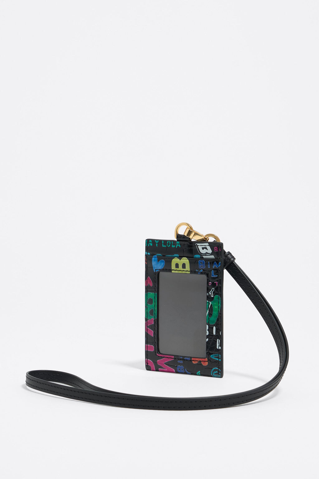 Black mock croc BIMBA logos card holder