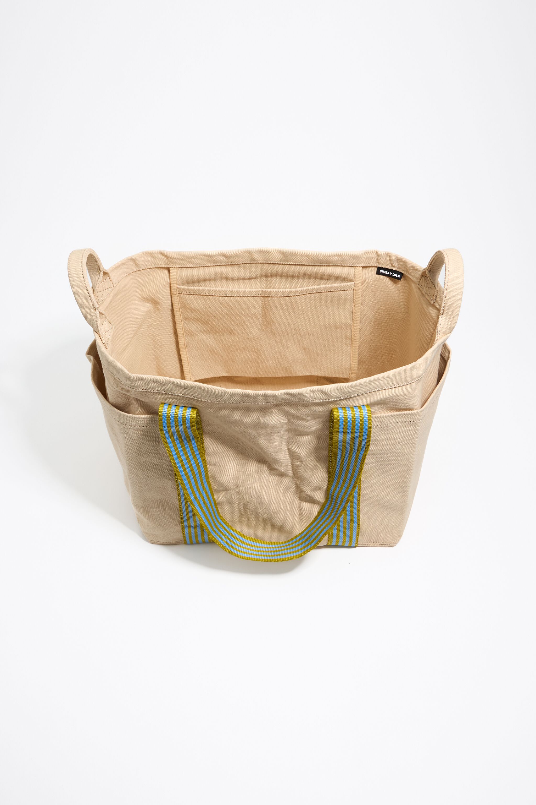 Large beige woven shopper bag