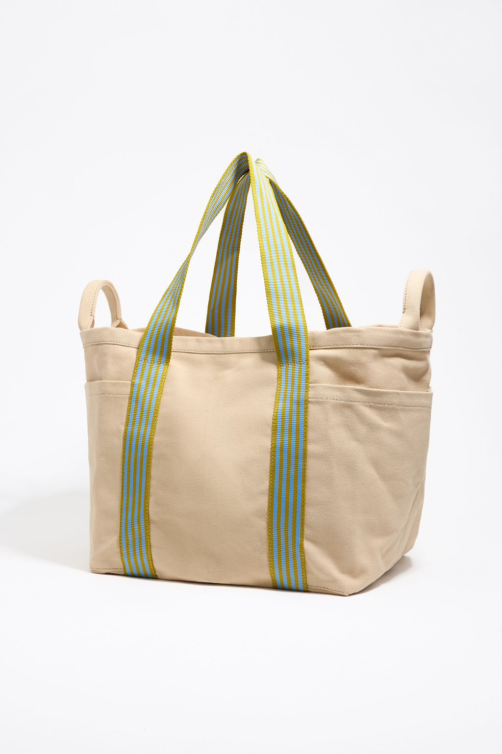 Large beige woven shopper bag