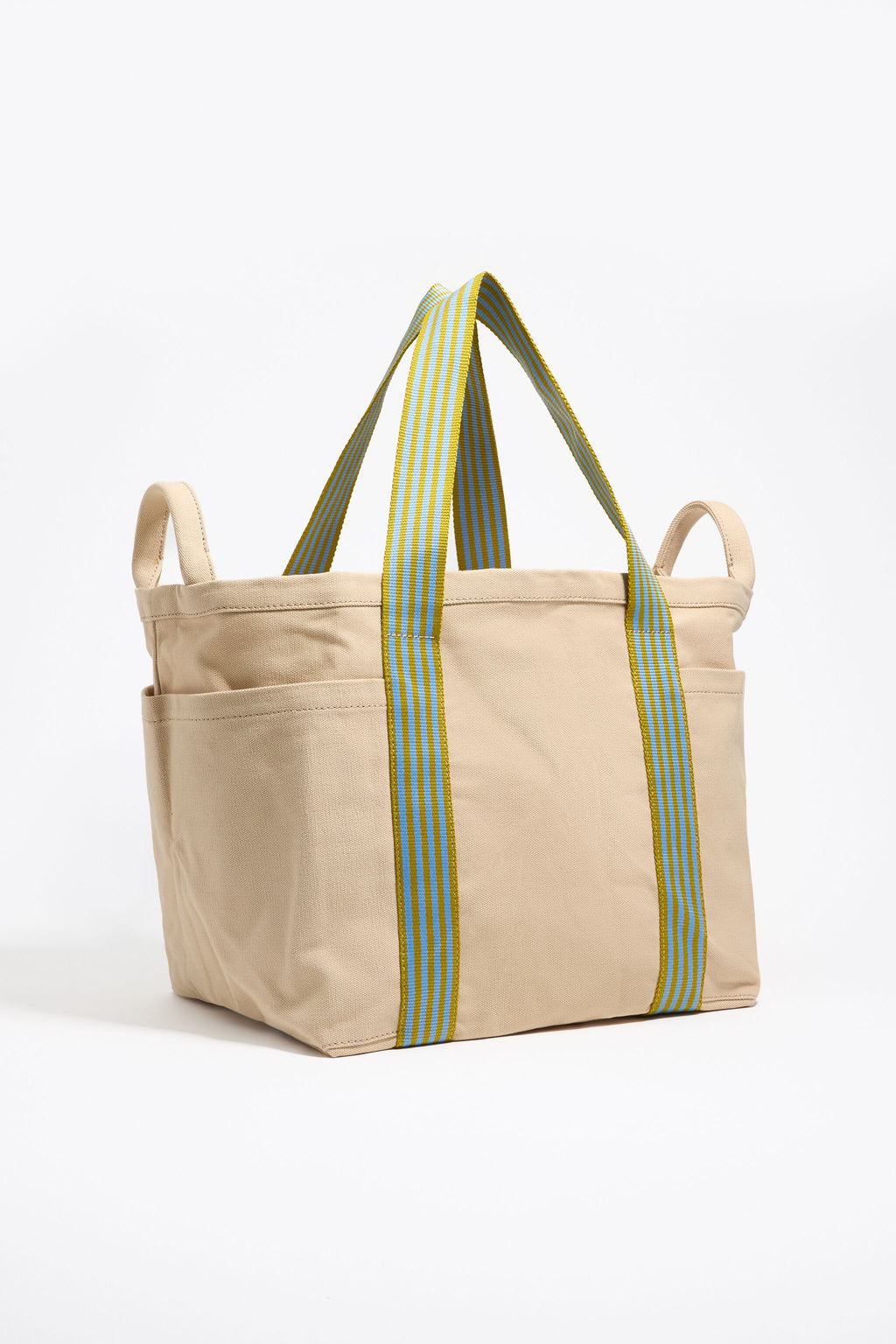 Large beige woven shopper bag