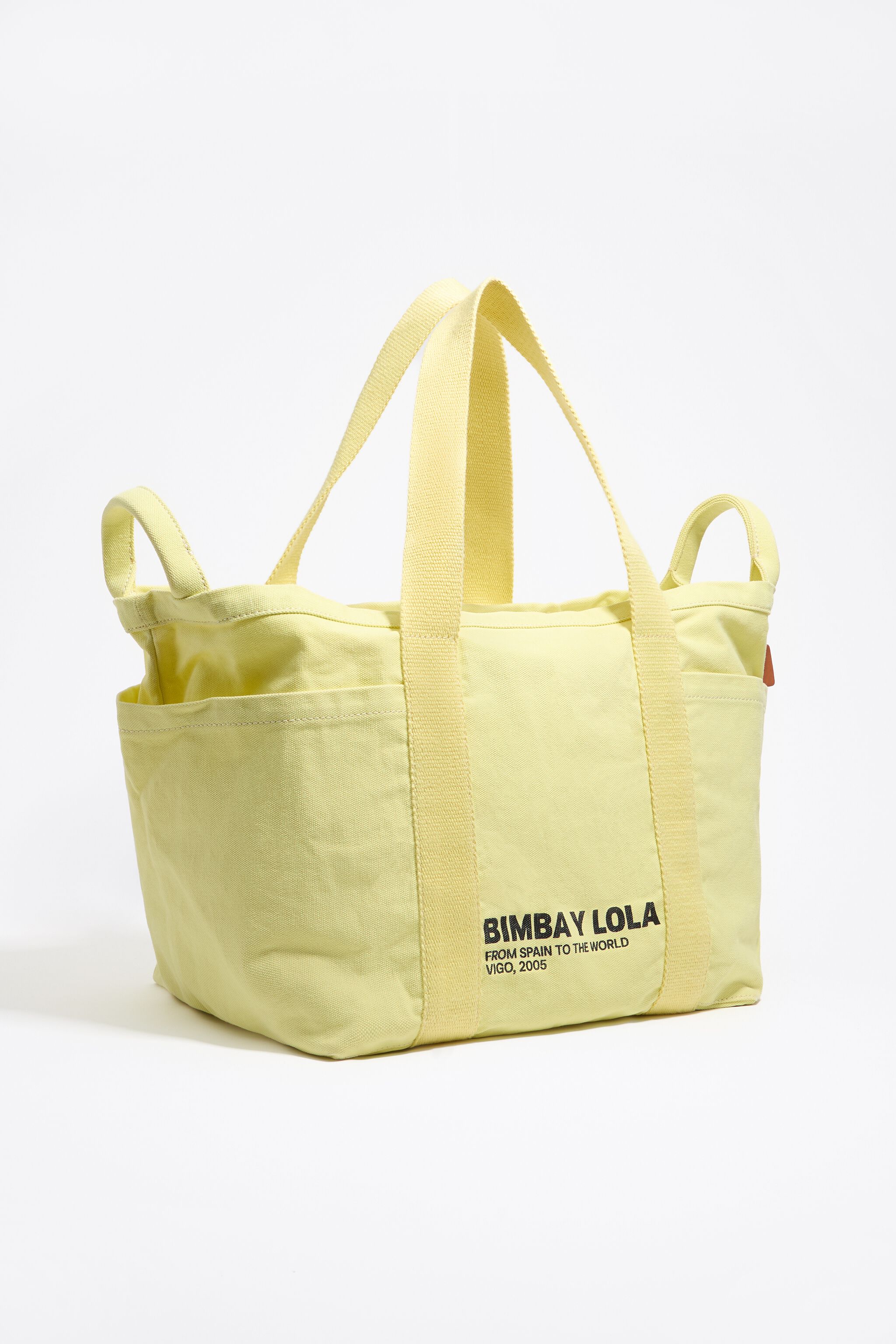 Large lemon woven beach bag