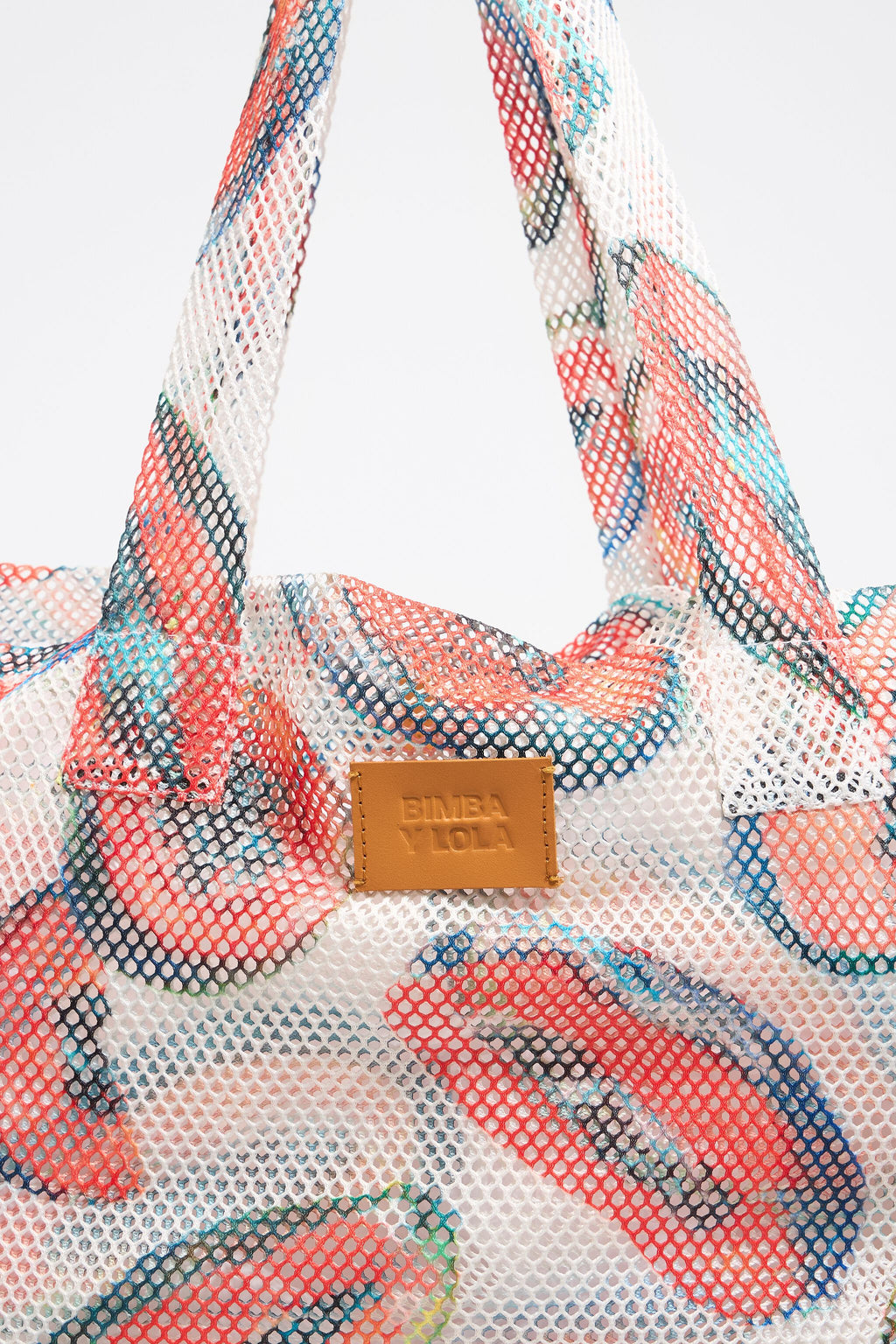 Ivory nylon shopper bag with papaya print