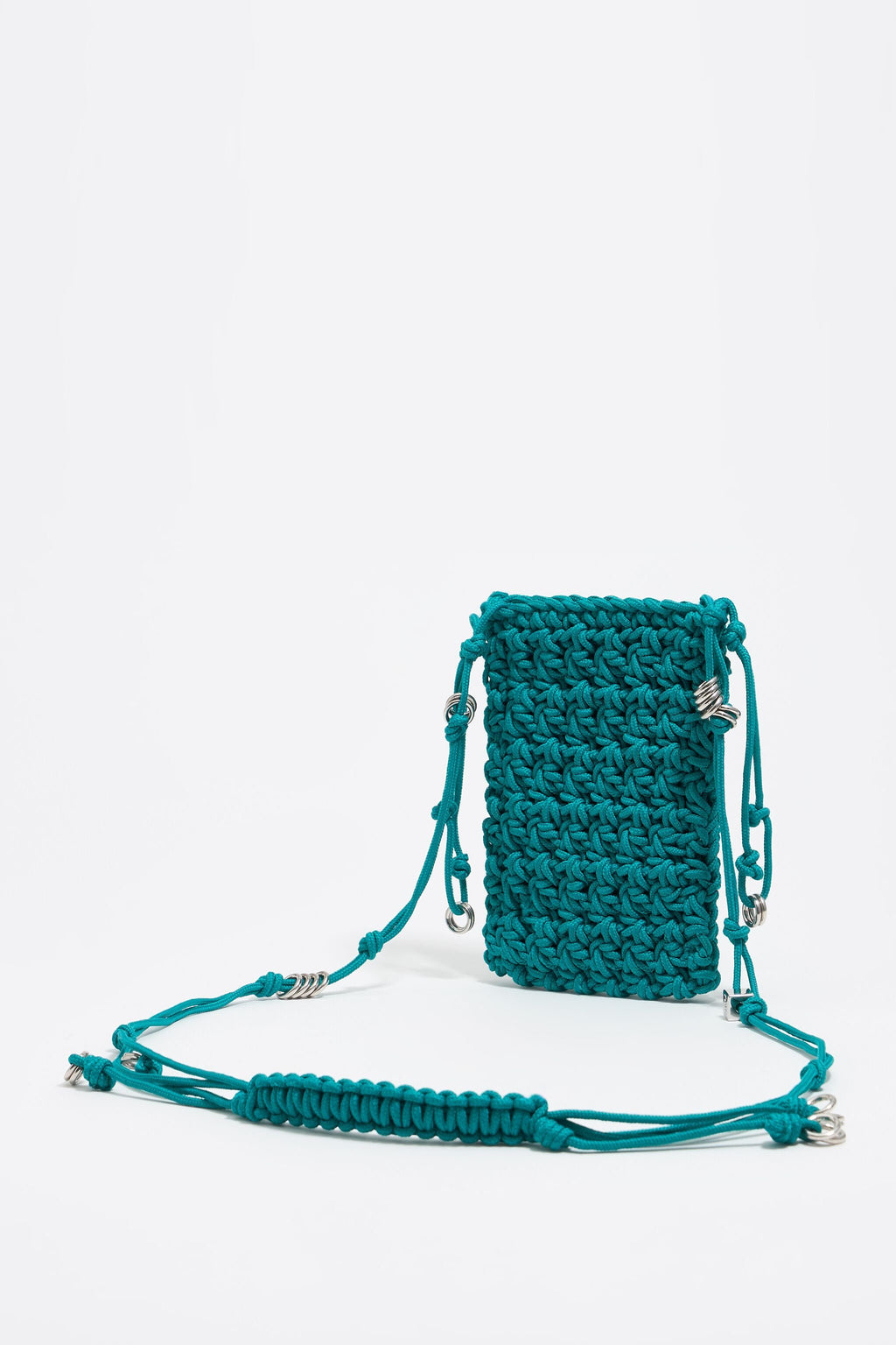 Mini turquoise plaited flat bag