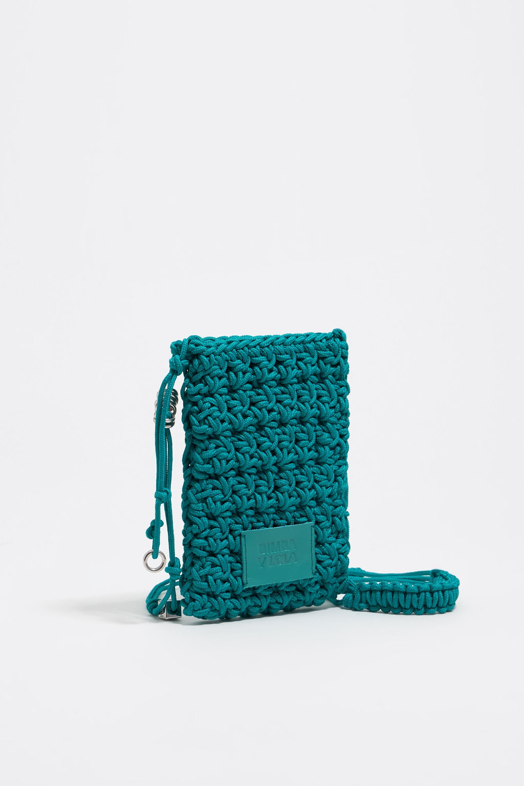 Mini turquoise plaited flat bag
