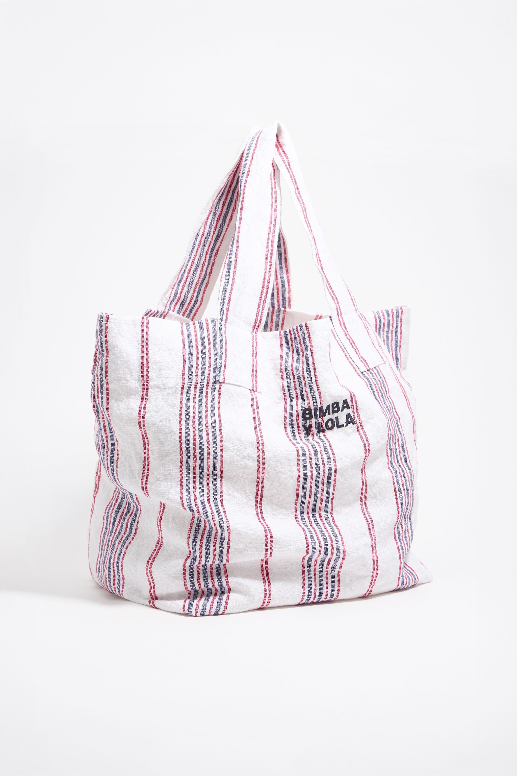 Strawberry linen maxi shopper bag