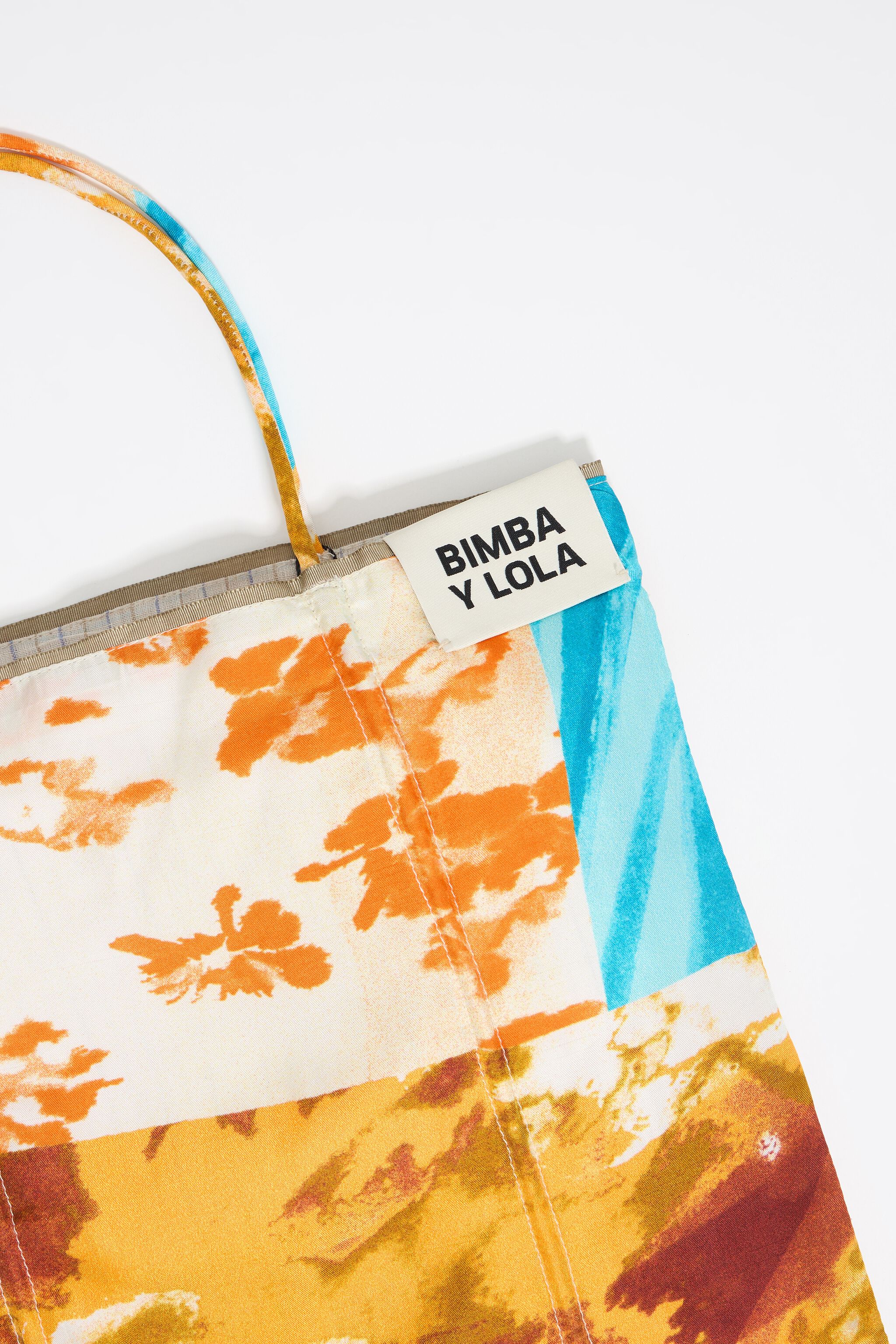 Orange patchwork silk handbag