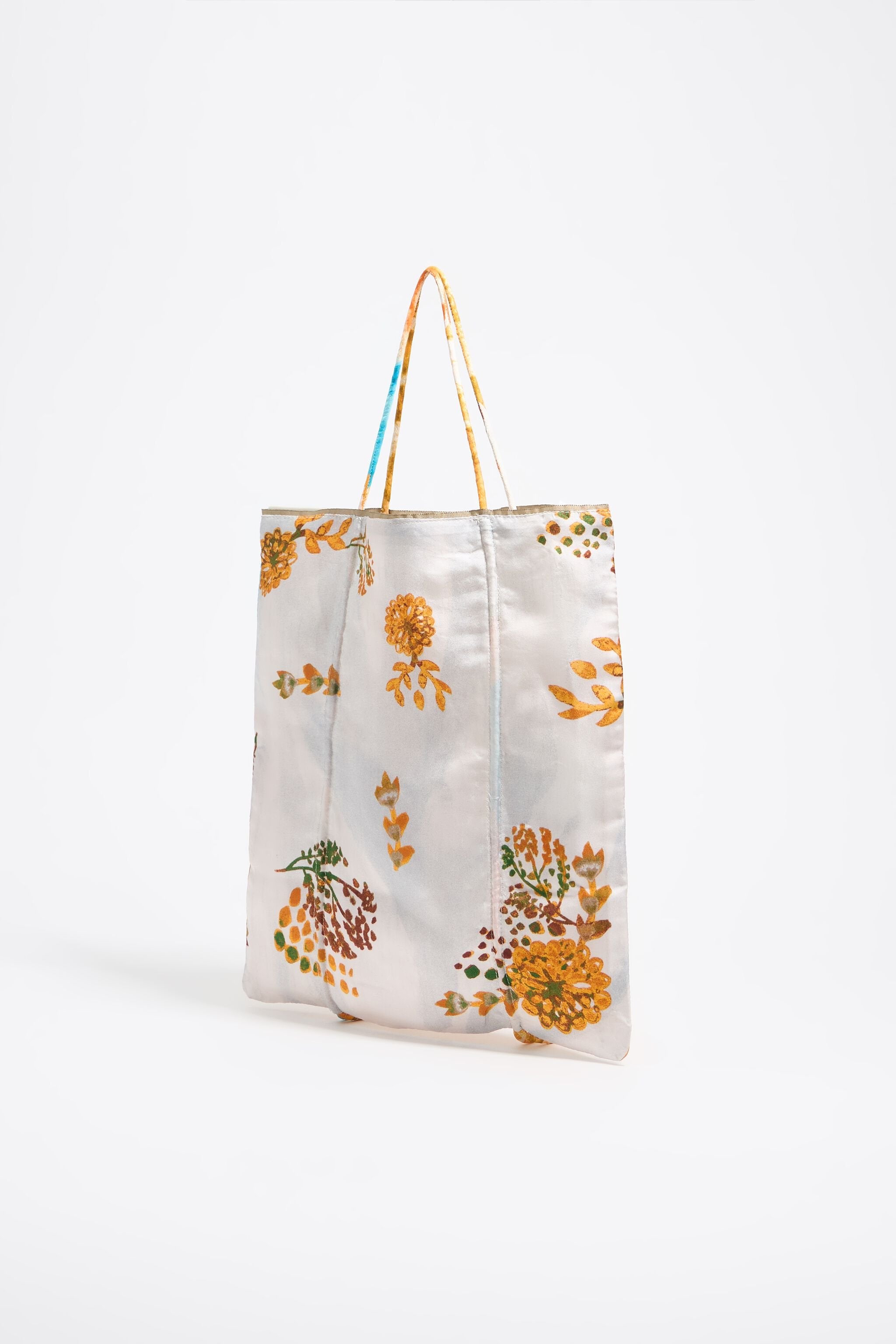 Orange patchwork silk handbag