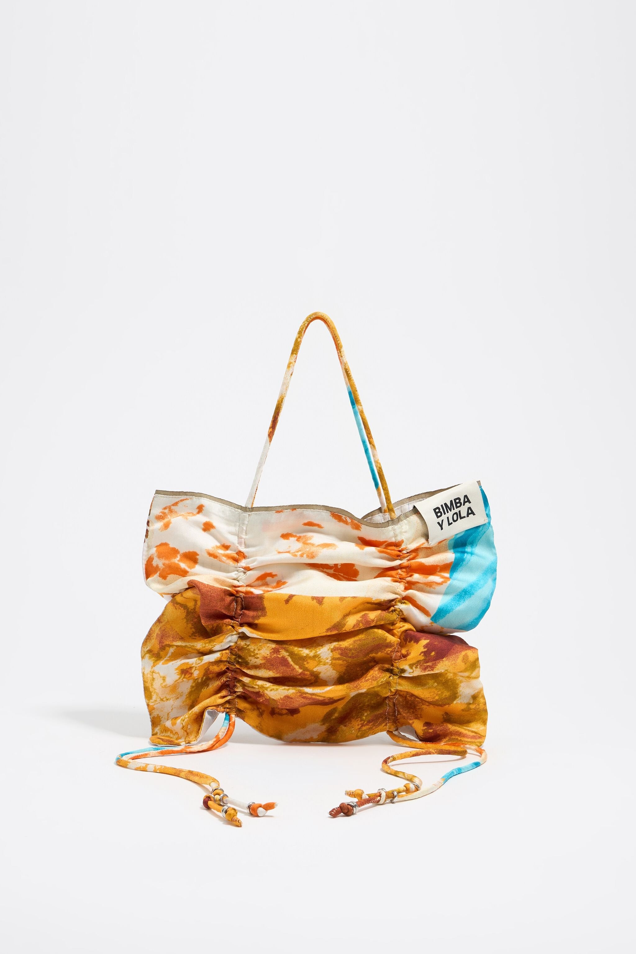 Orange patchwork silk handbag