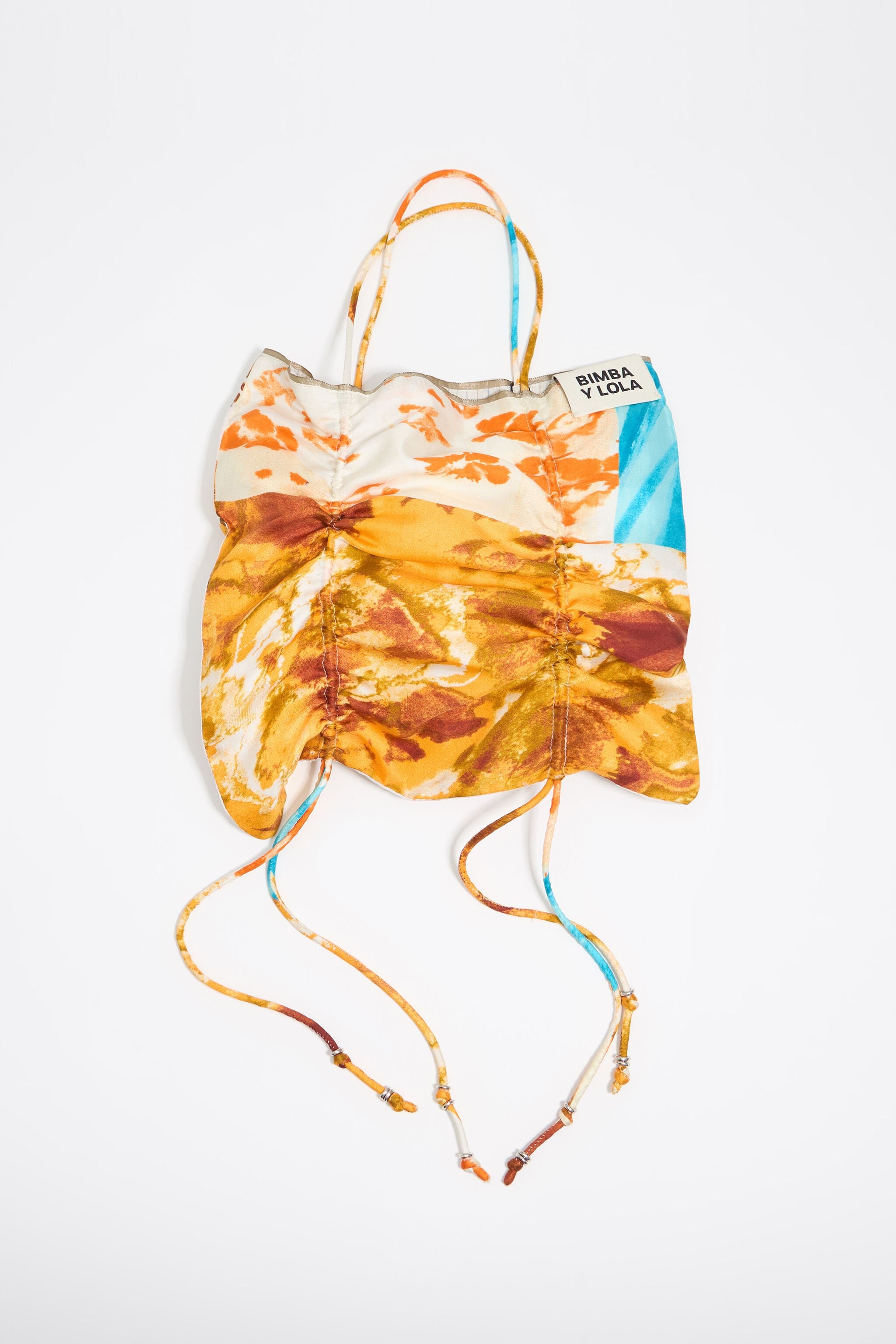 Orange patchwork silk handbag