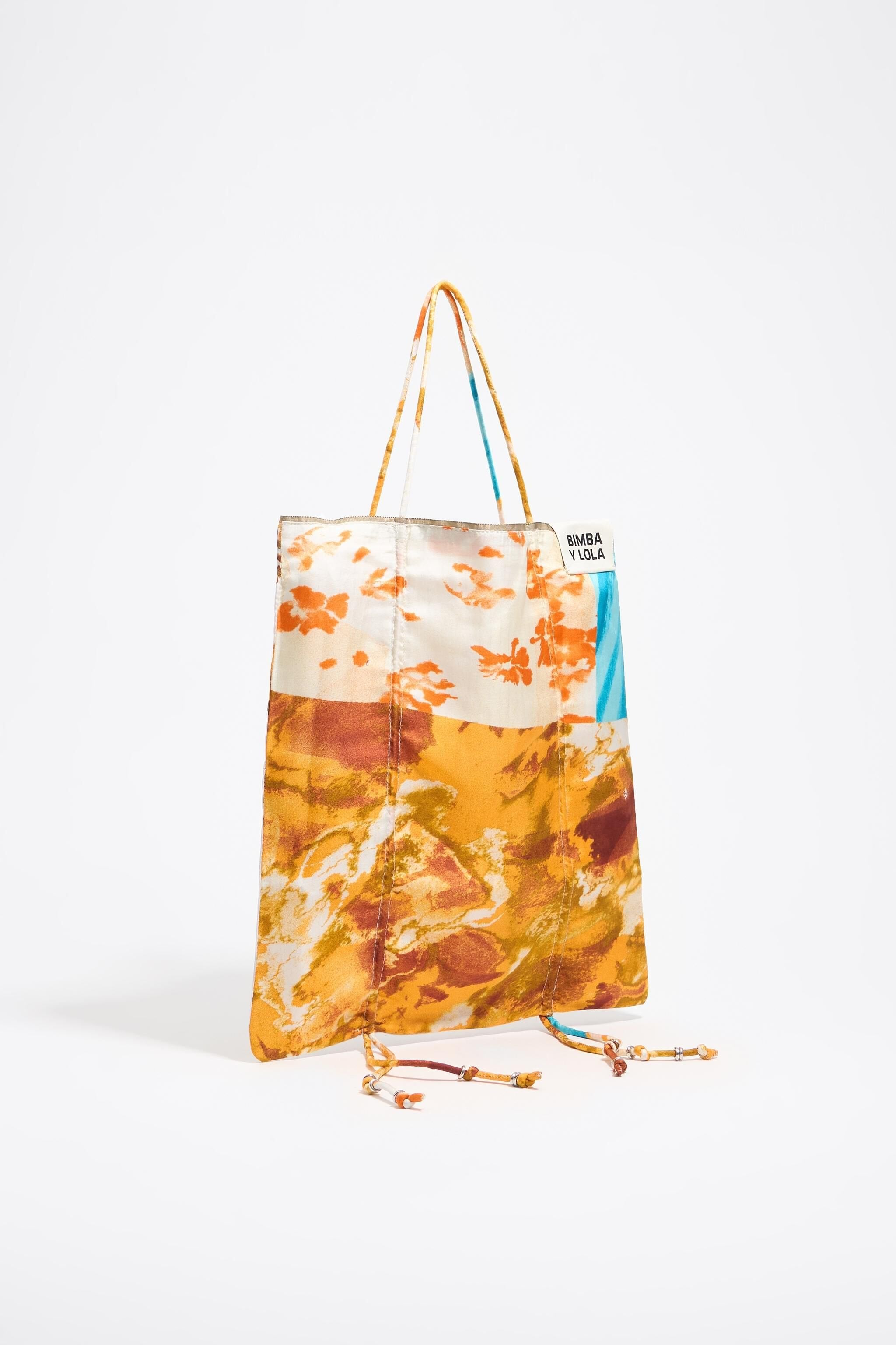 Orange patchwork silk handbag