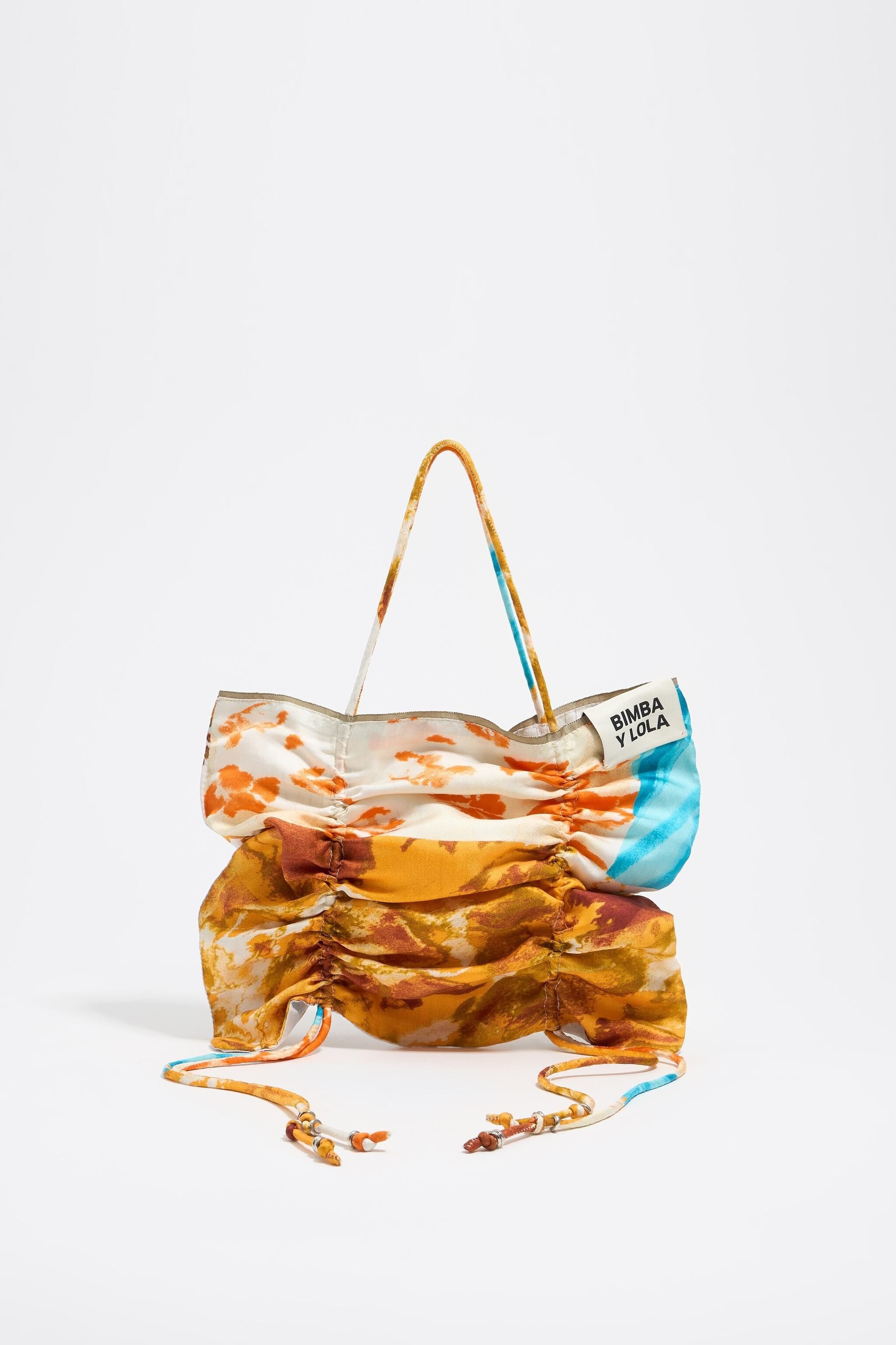 Orange patchwork silk handbag