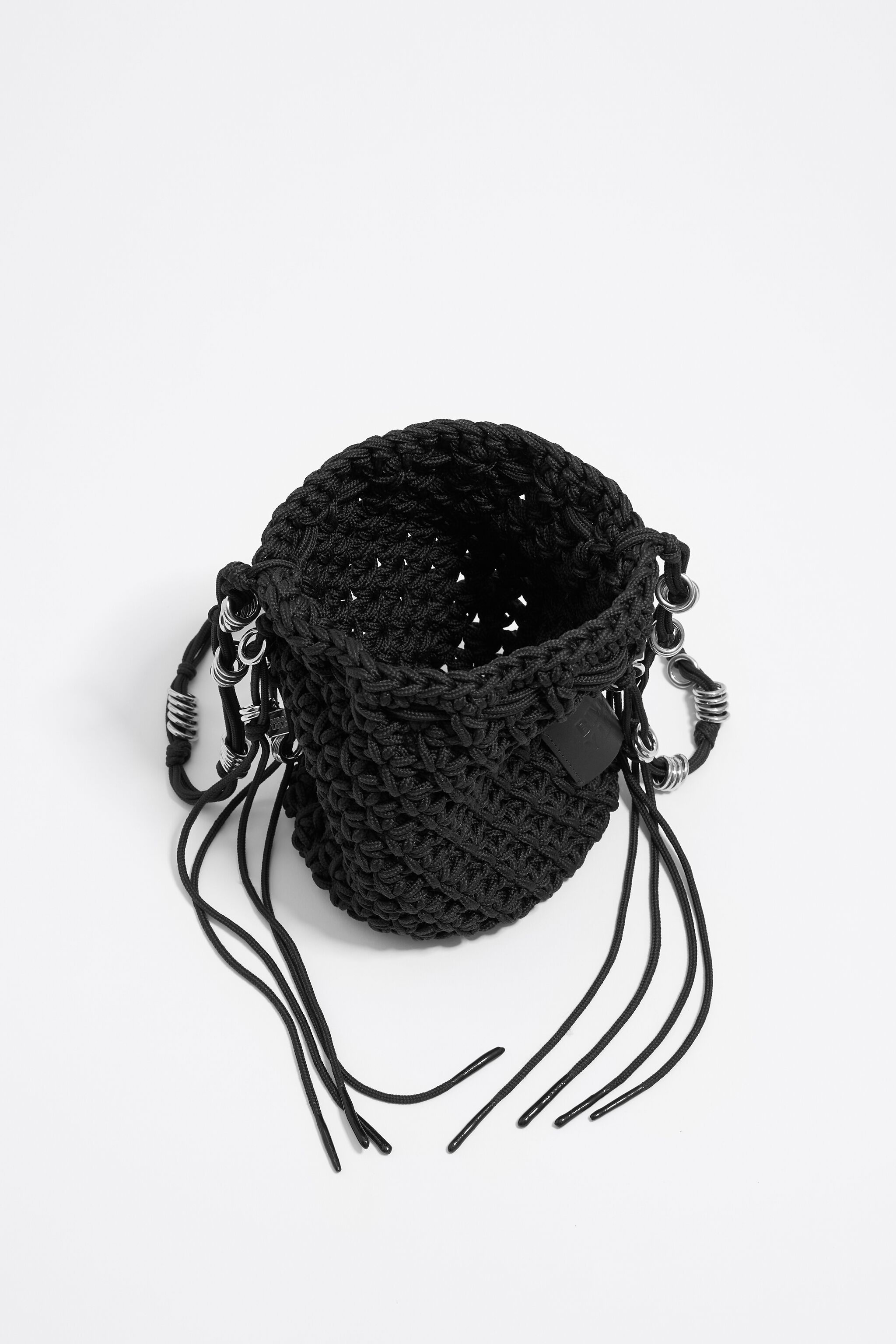 Black plaited shoulder bag