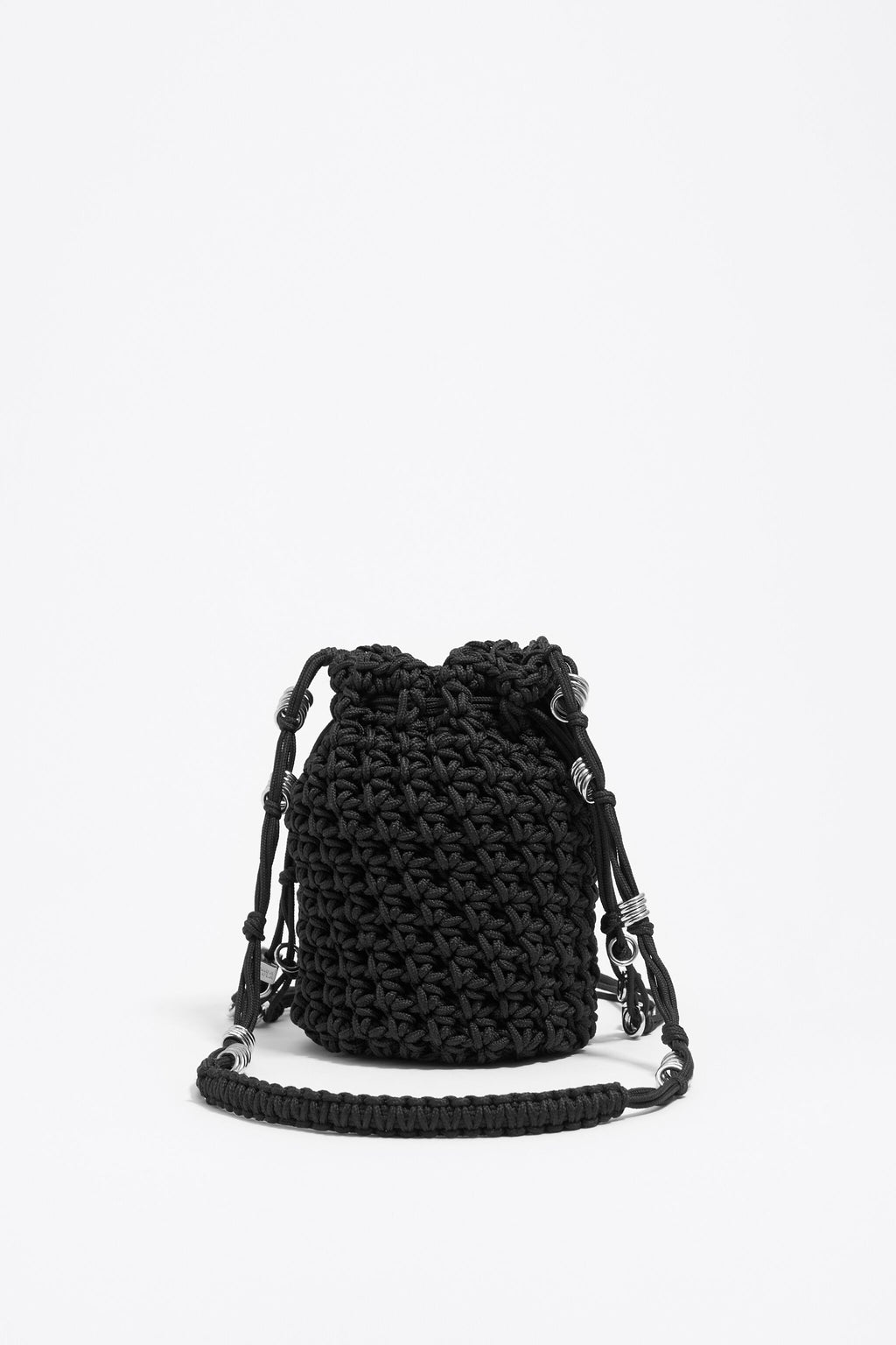 Black plaited shoulder bag