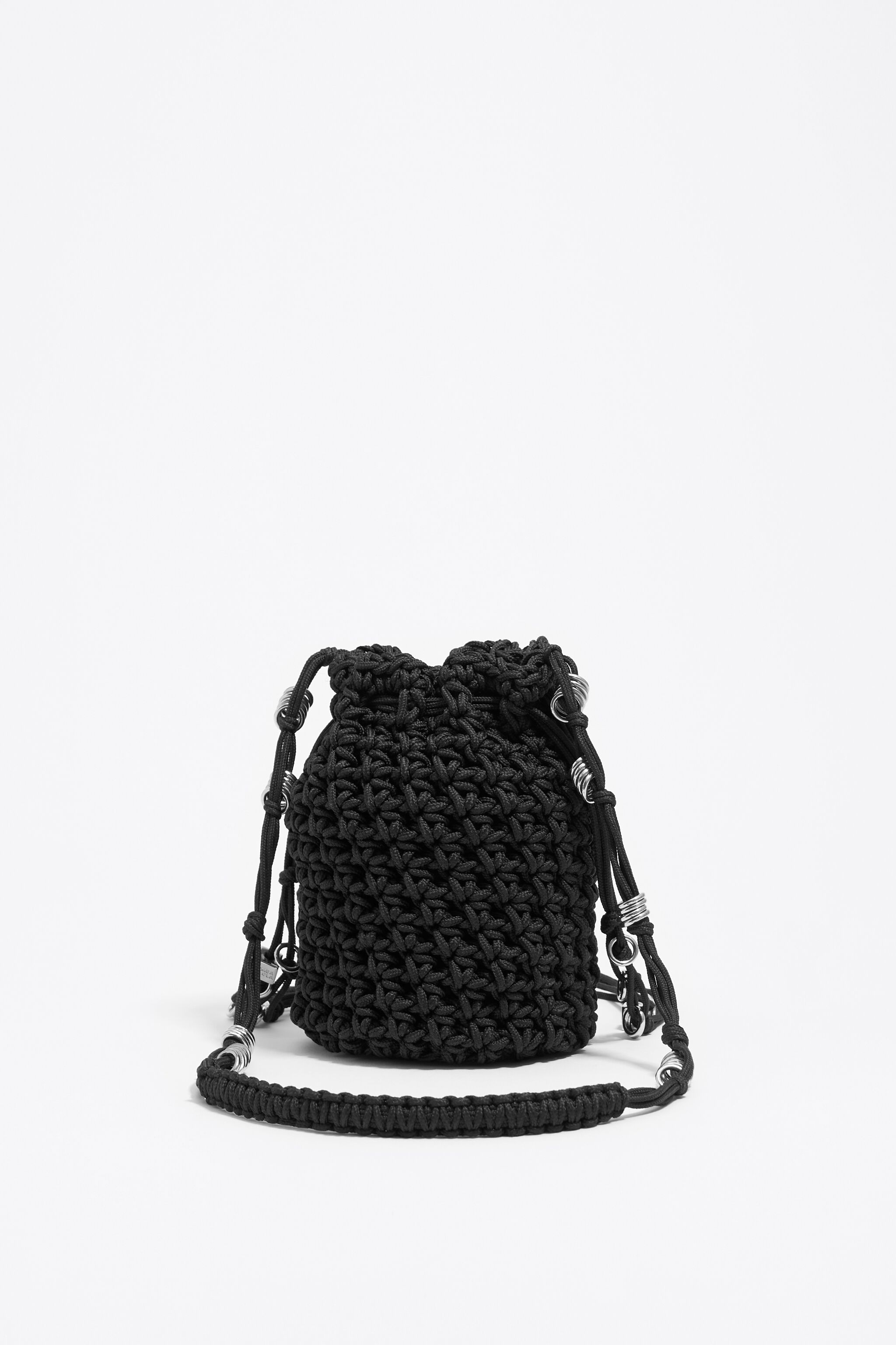 Black plaited shoulder bag