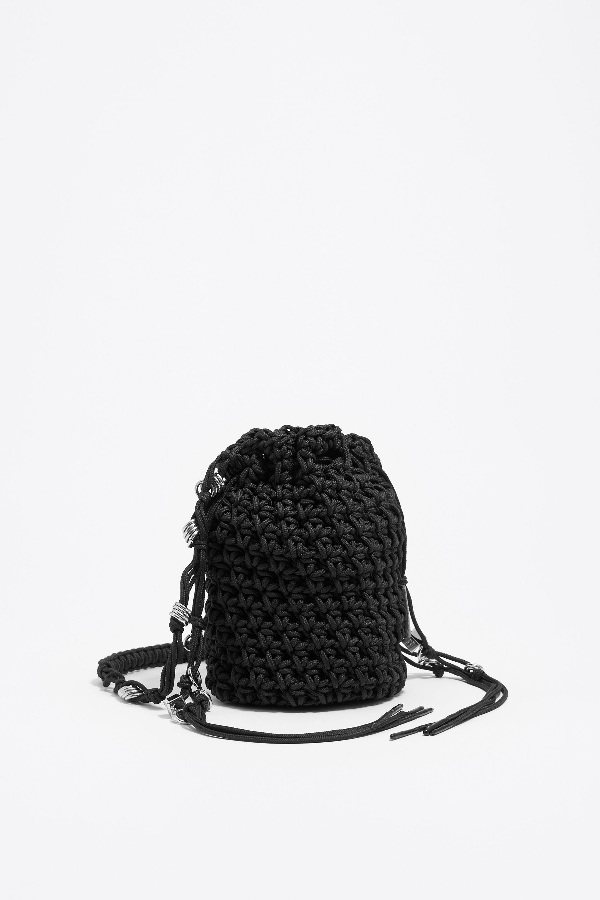 Black plaited shoulder bag