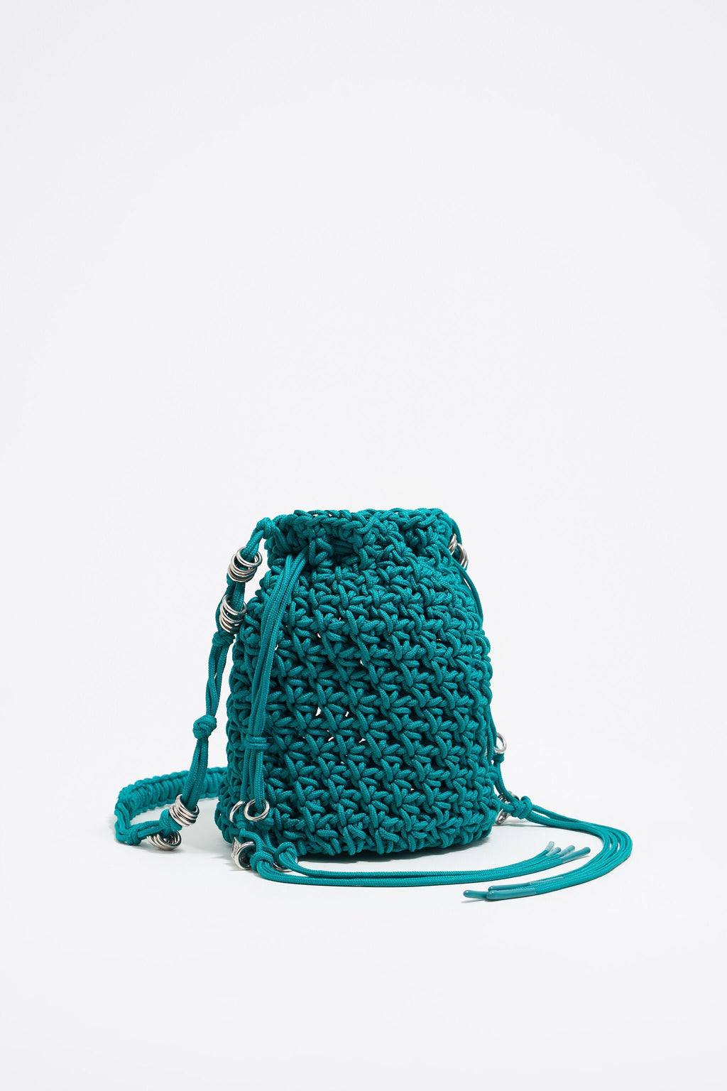 Turquoise plaited shoulder bag
