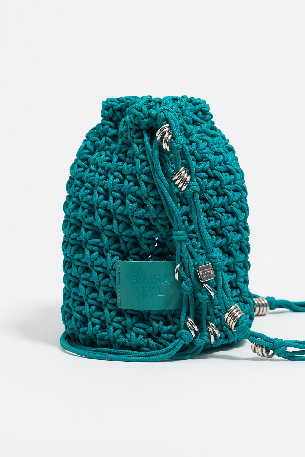 Turquoise plaited shoulder bag