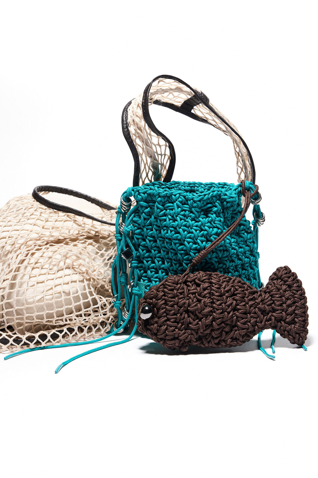 Turquoise plaited shoulder bag