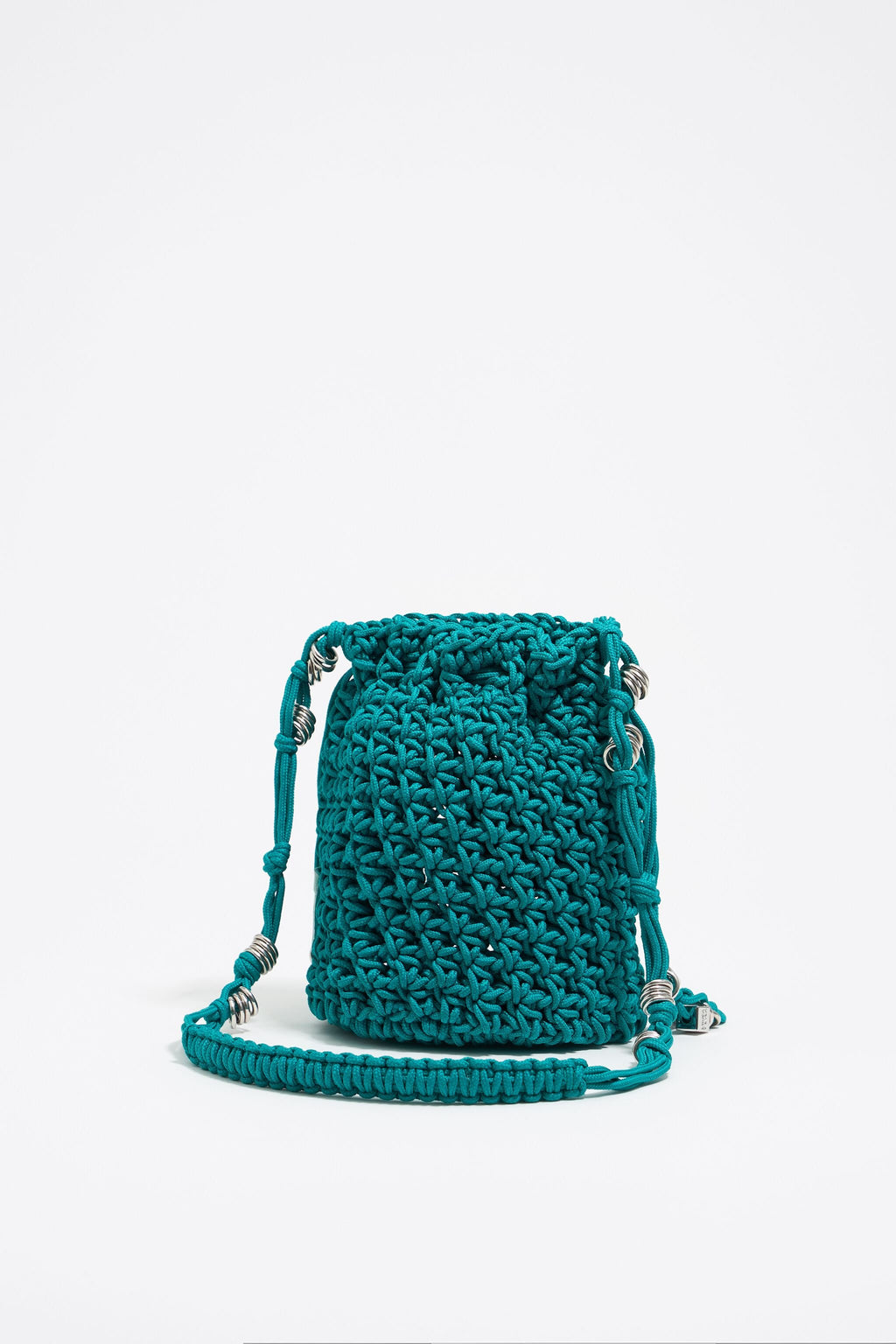Turquoise plaited shoulder bag