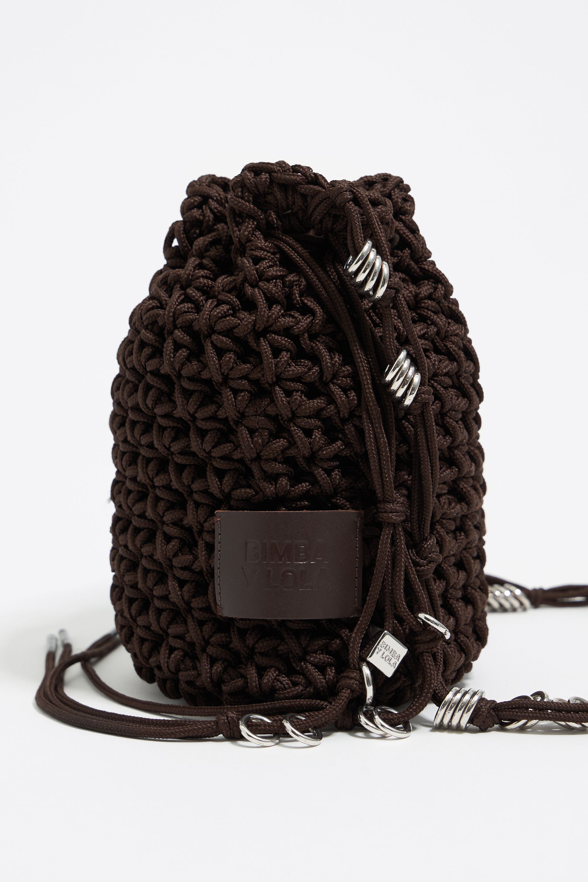 Brown plaited shoulder bag