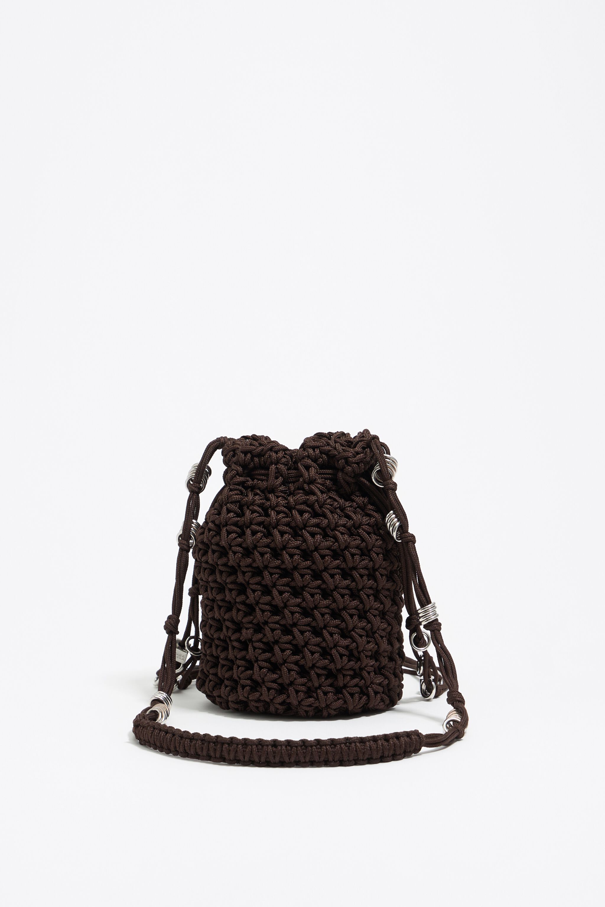 Brown plaited shoulder bag