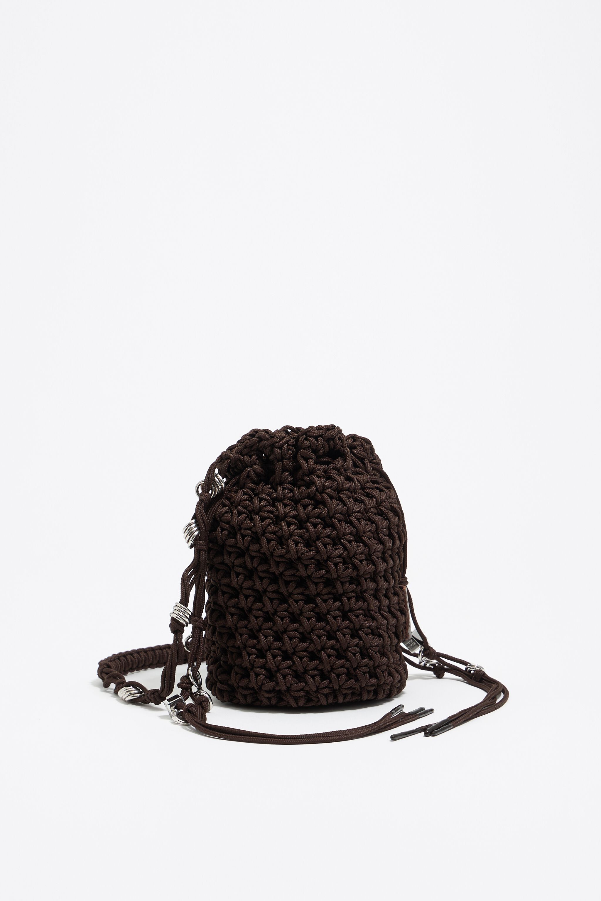 Brown plaited shoulder bag