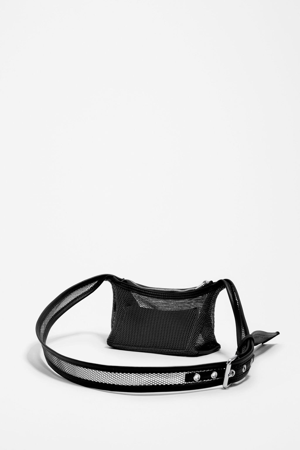 Black mesh crossbody mini bag