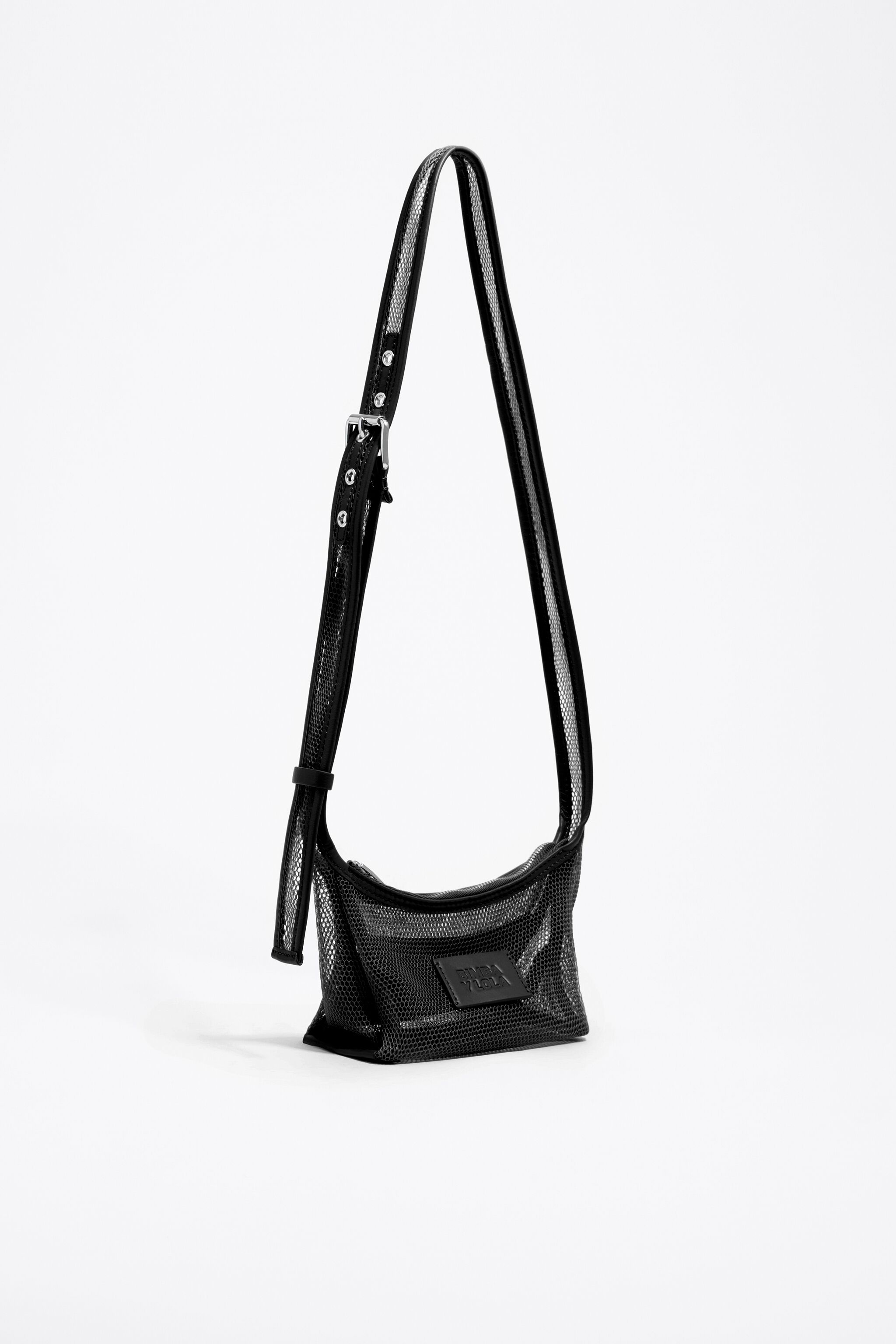 Black mesh crossbody mini bag