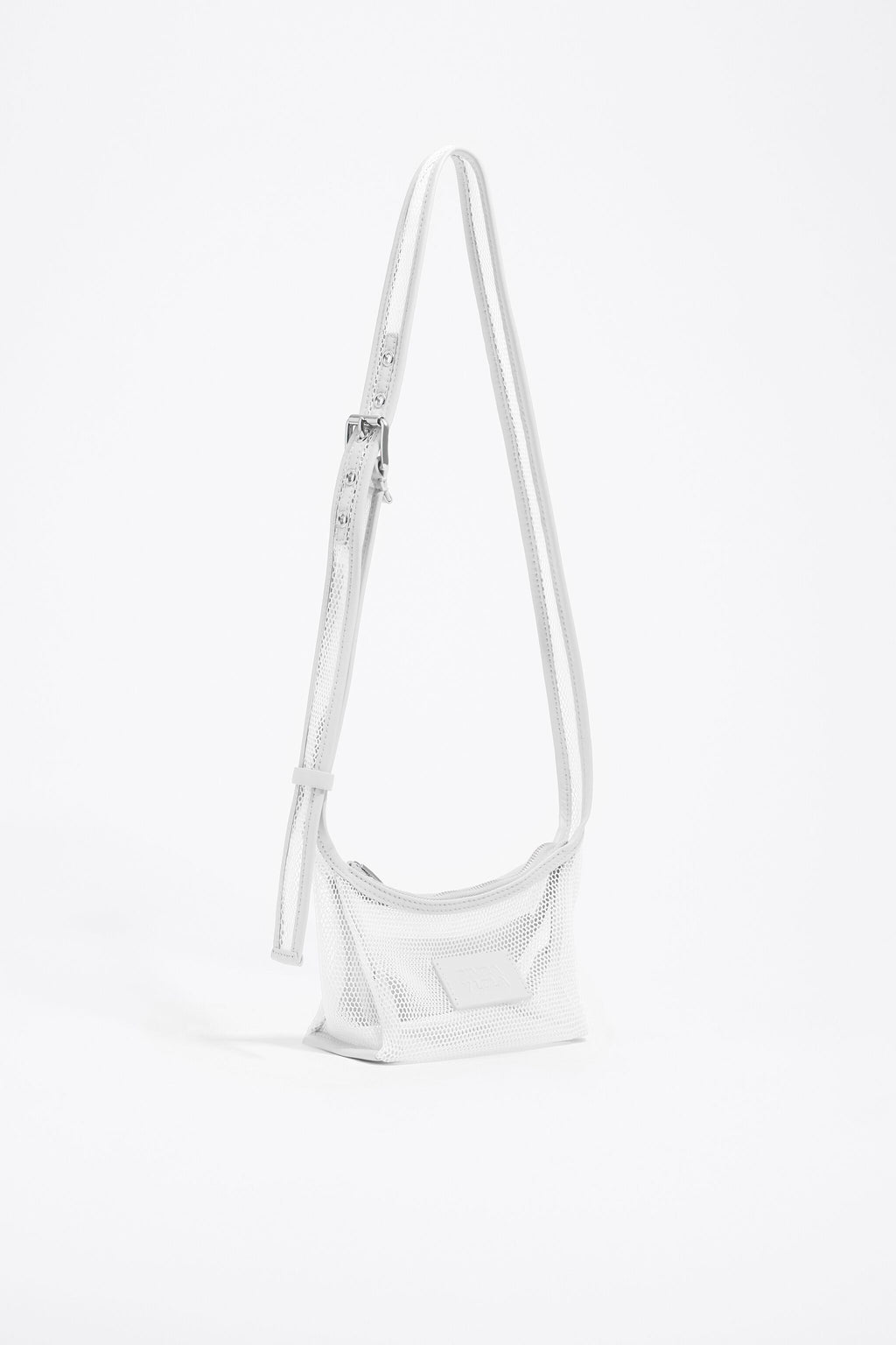 White mesh crossbody mini bag