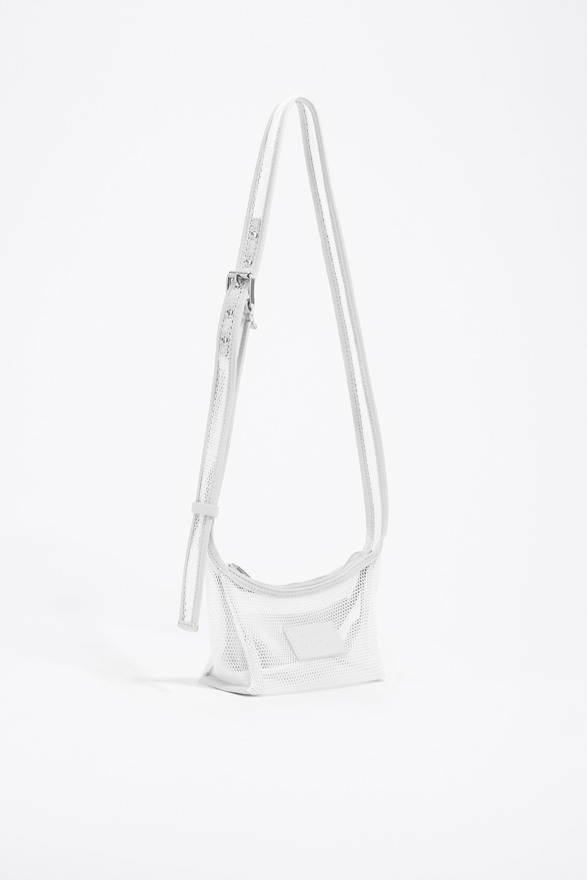 White mesh crossbody mini bag