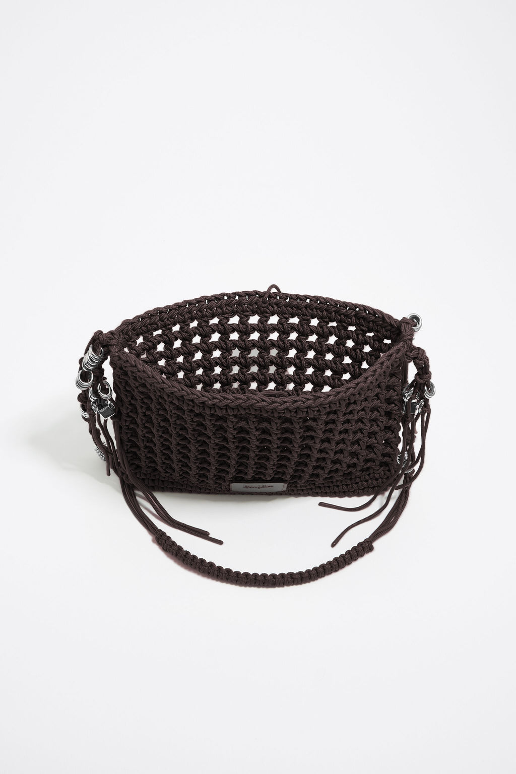 Brown plaited crossbody bag