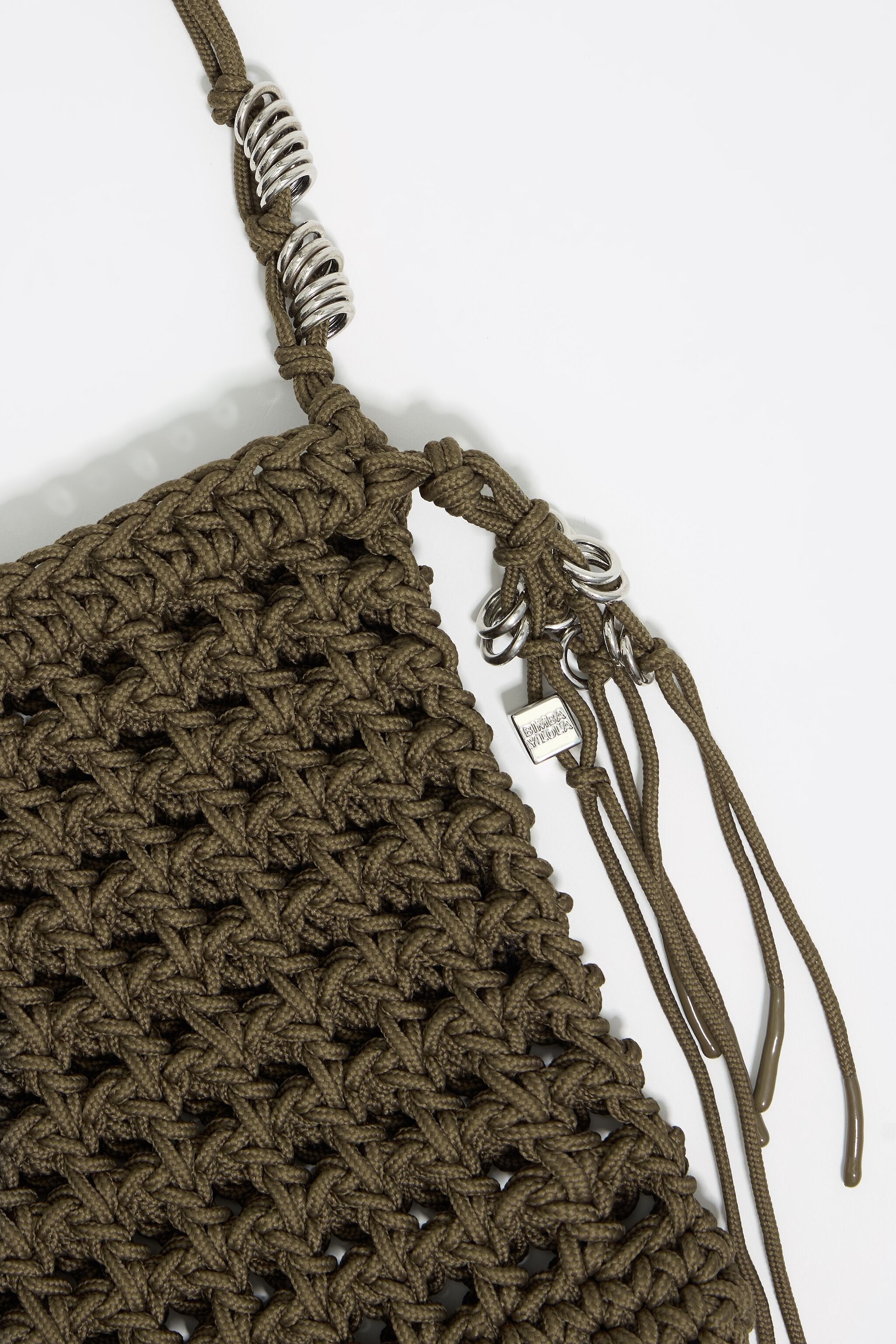 Khaki plaited crossbody bag