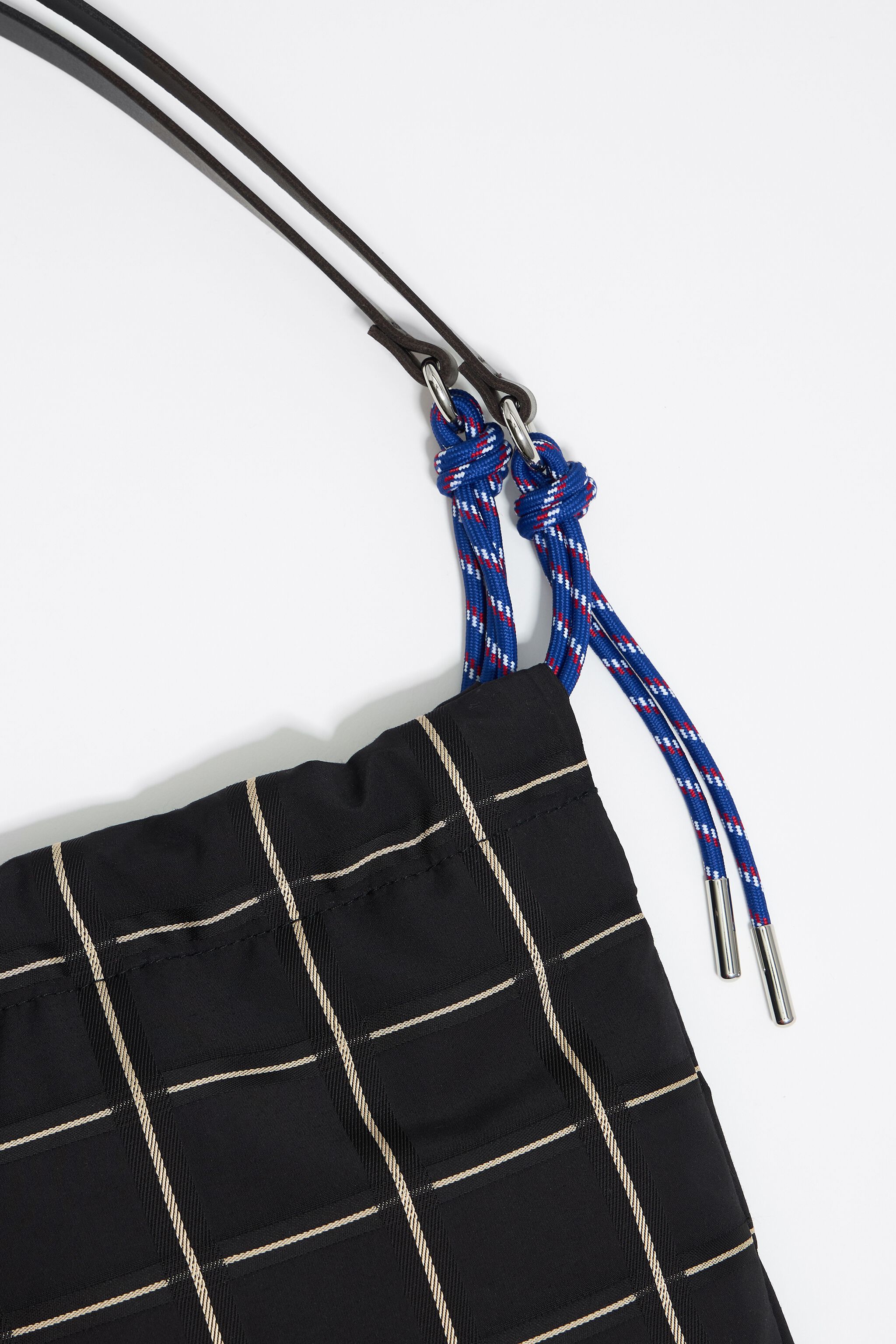 Black checked tote bag