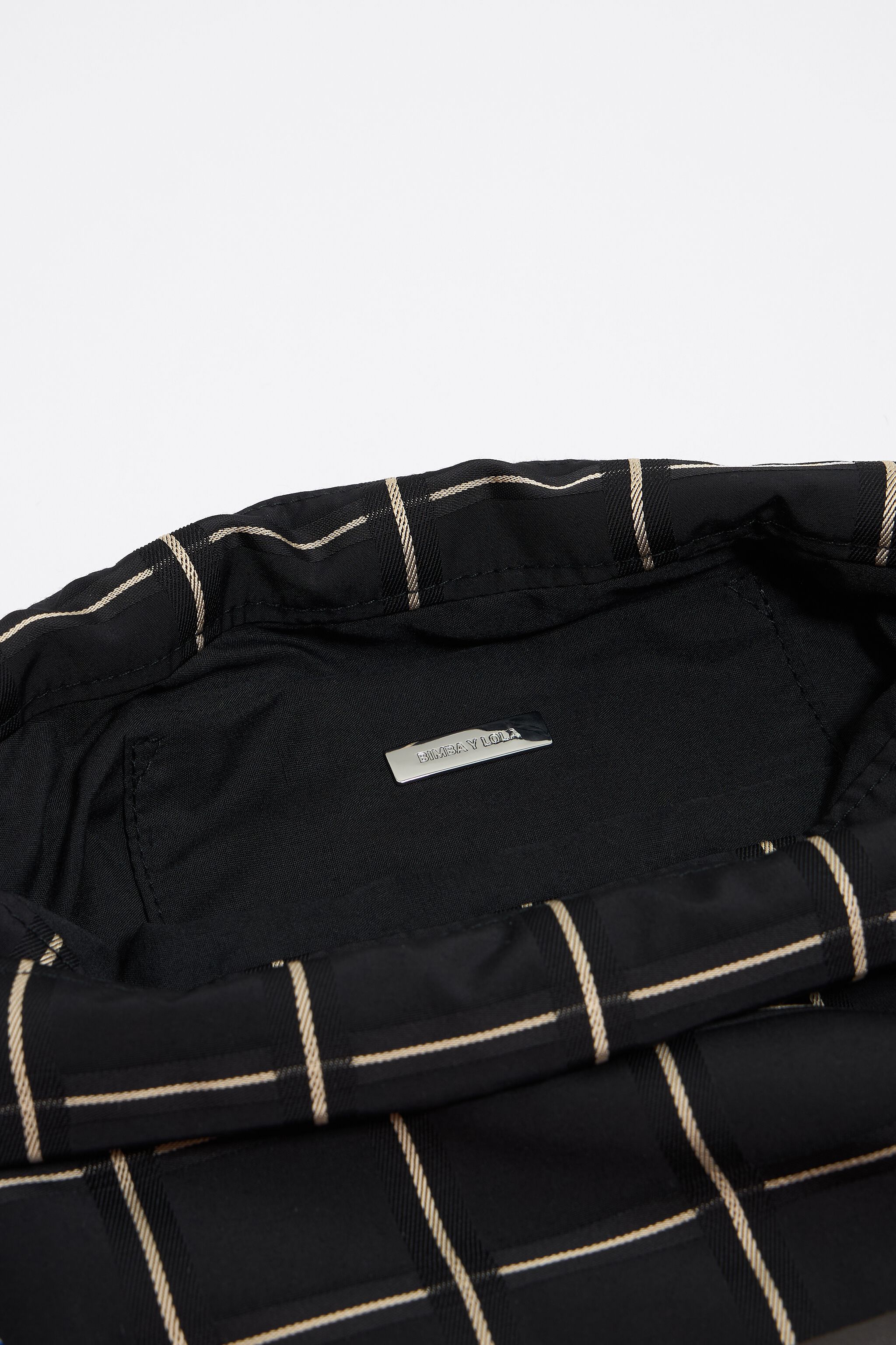 Black checked tote bag