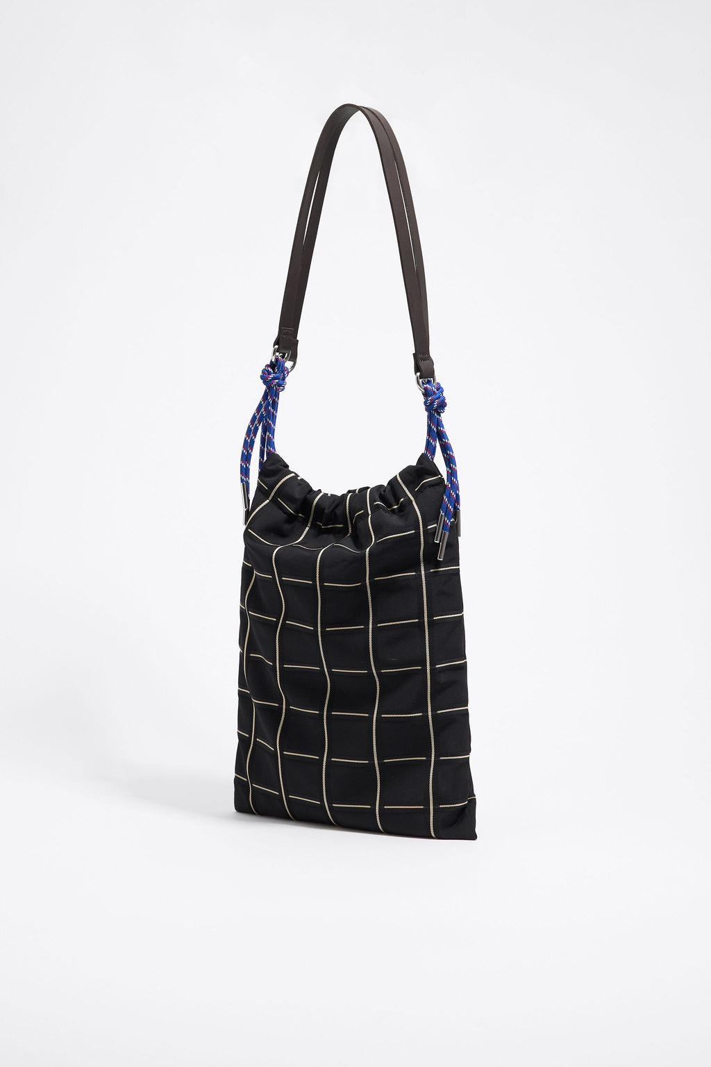 Black checked tote bag