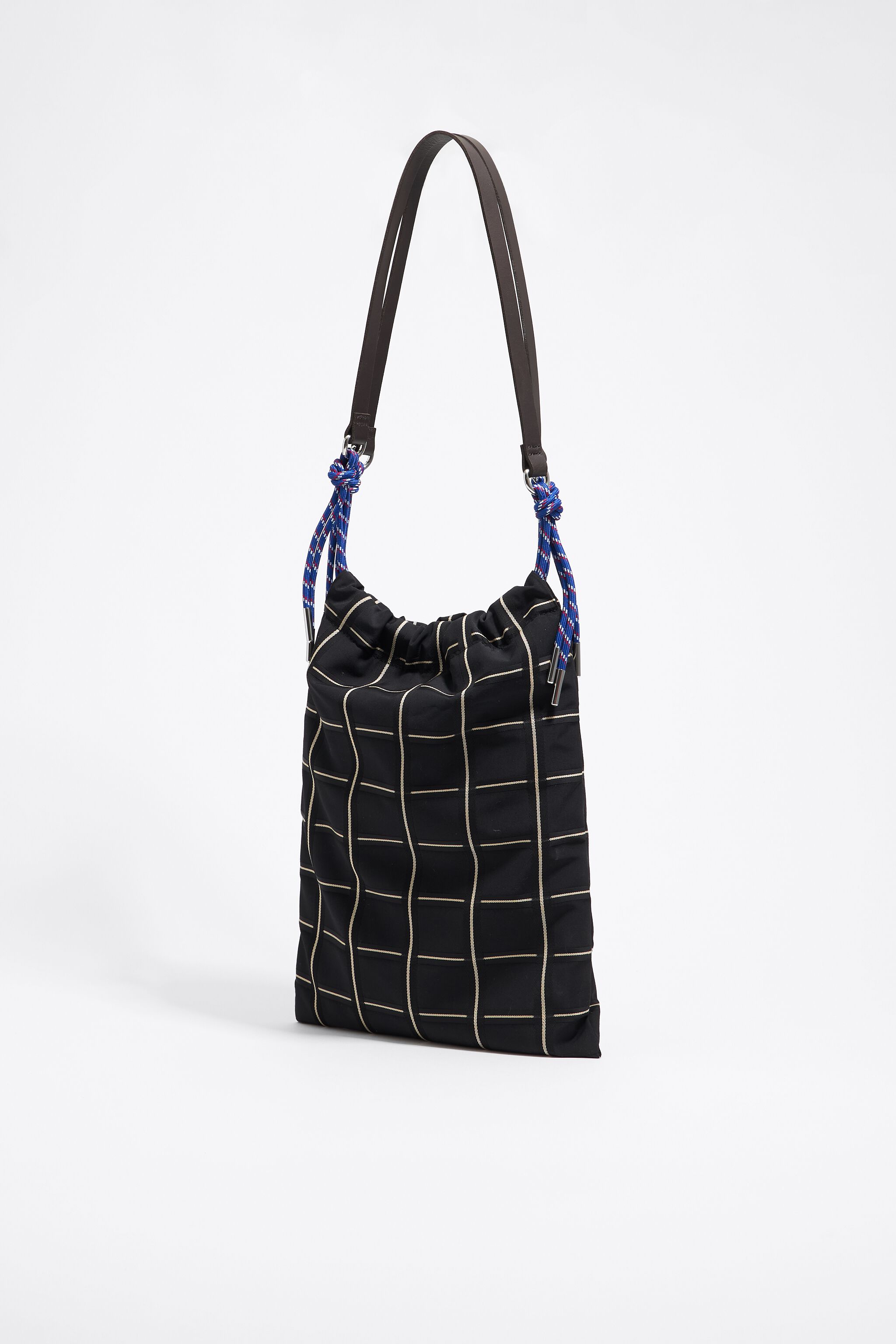 Black checked tote bag