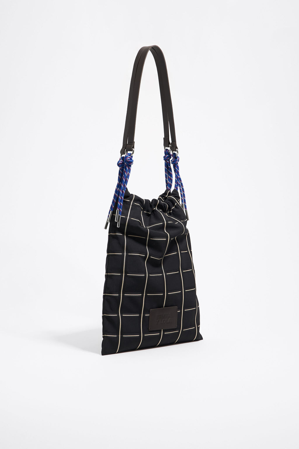 Black checked tote bag