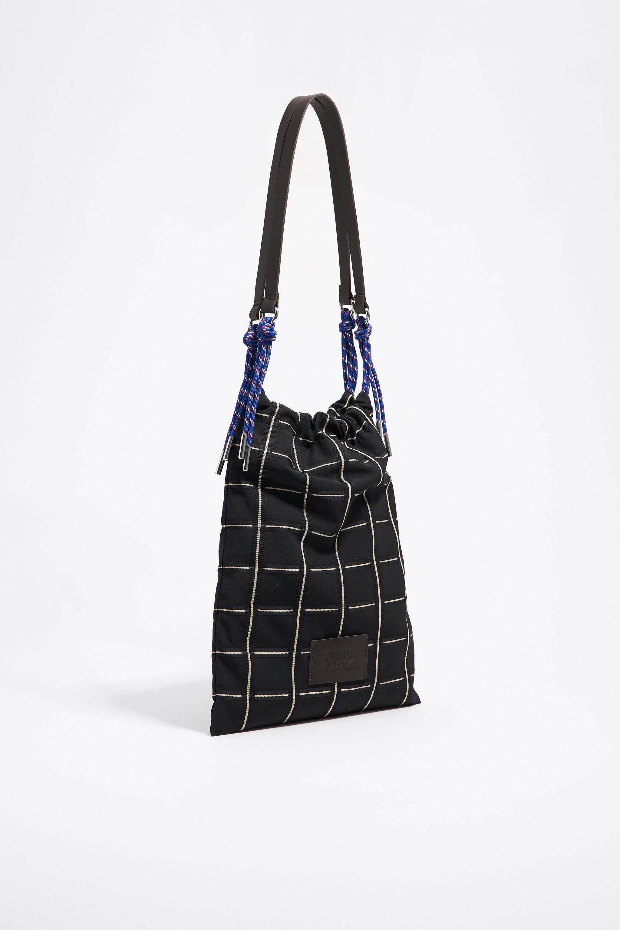 Black checked tote bag