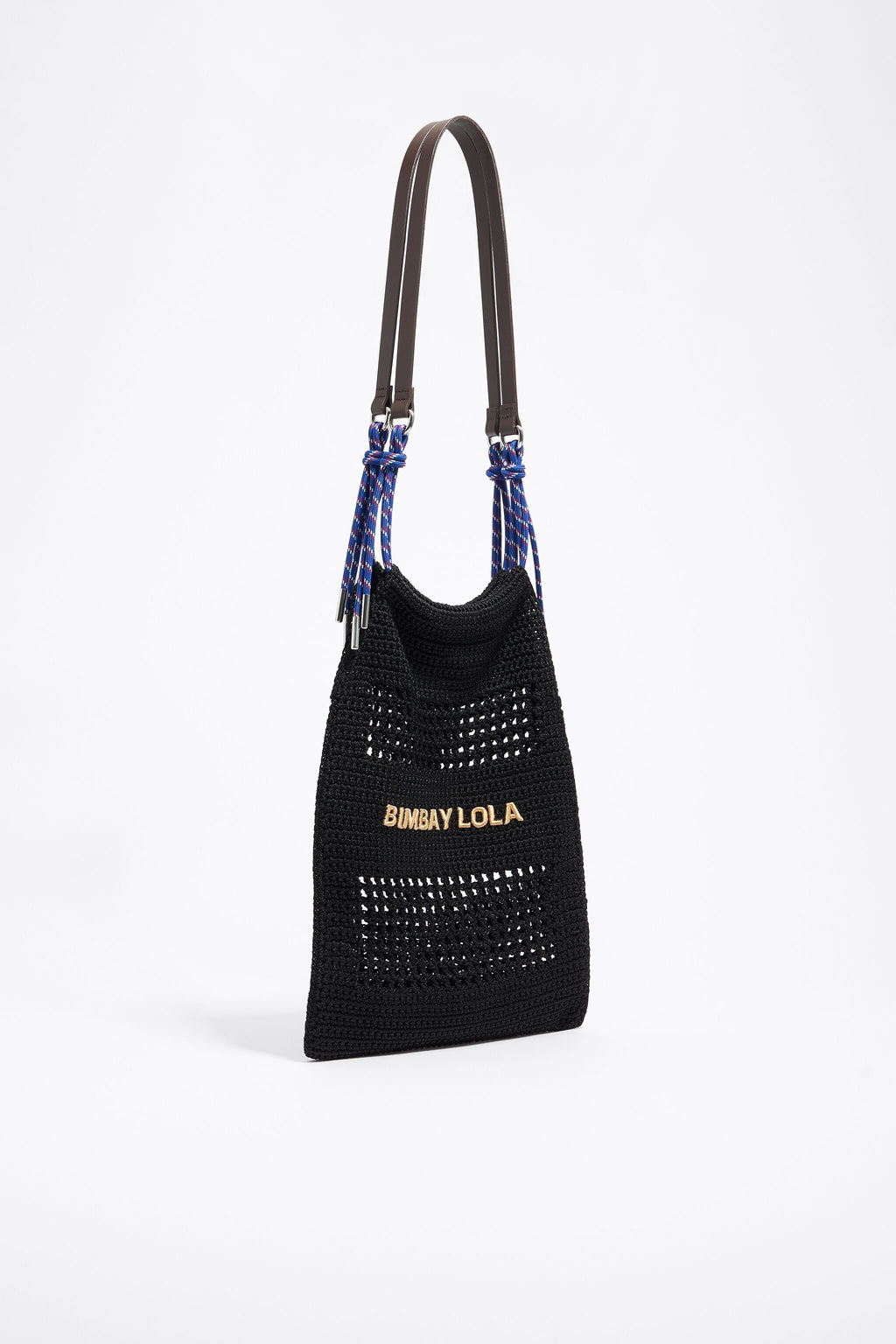 Black crochet tote bag
