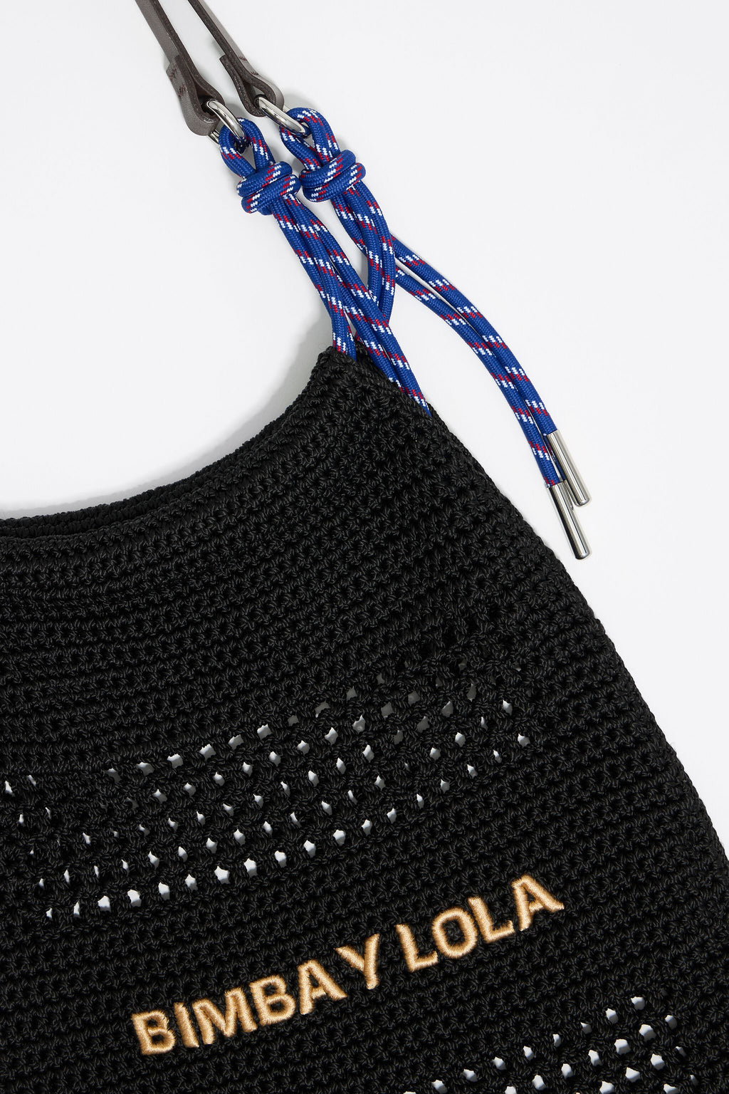 Black crochet tote bag