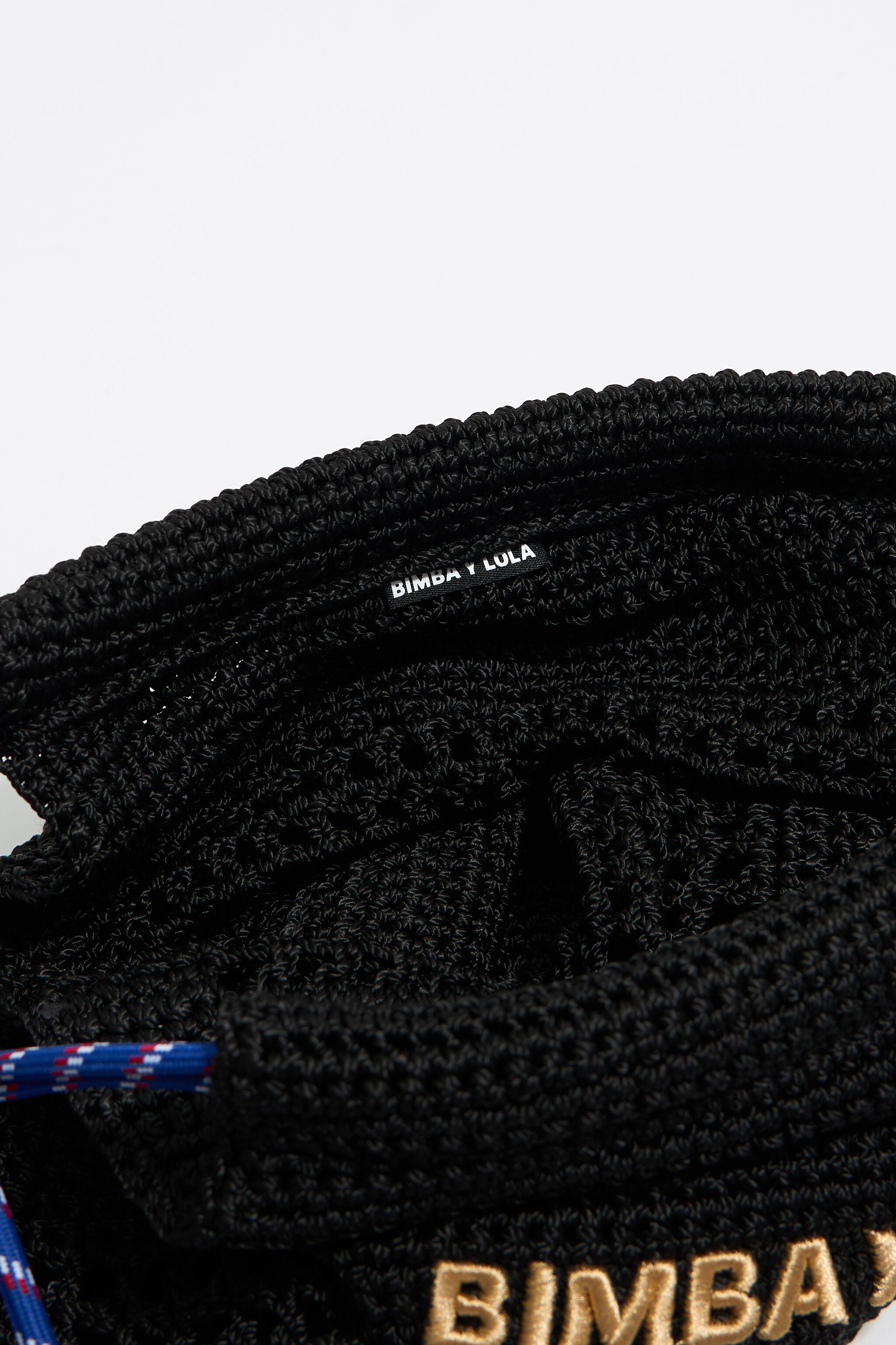 Black crochet tote bag