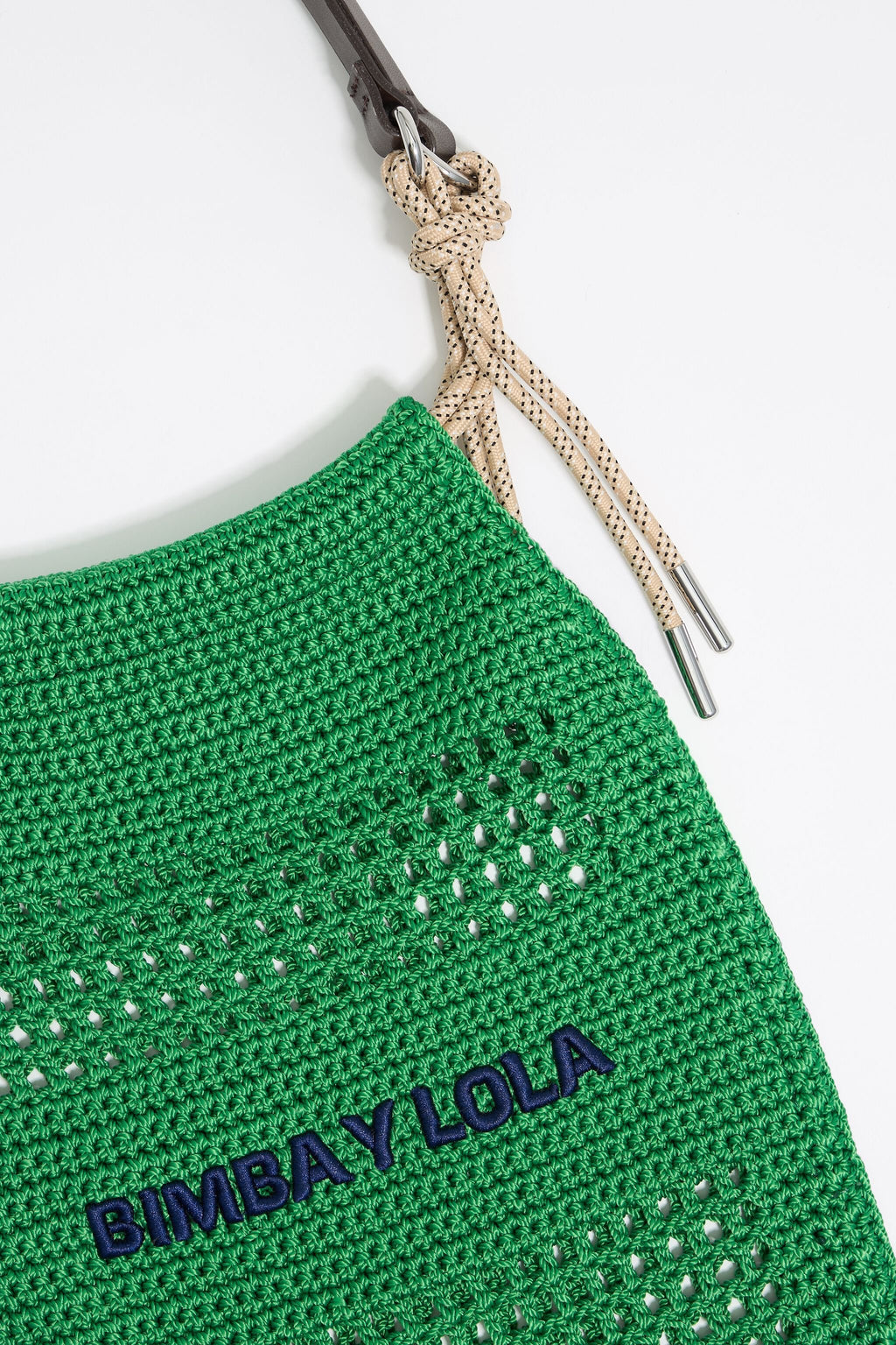 Green crochet tote bag