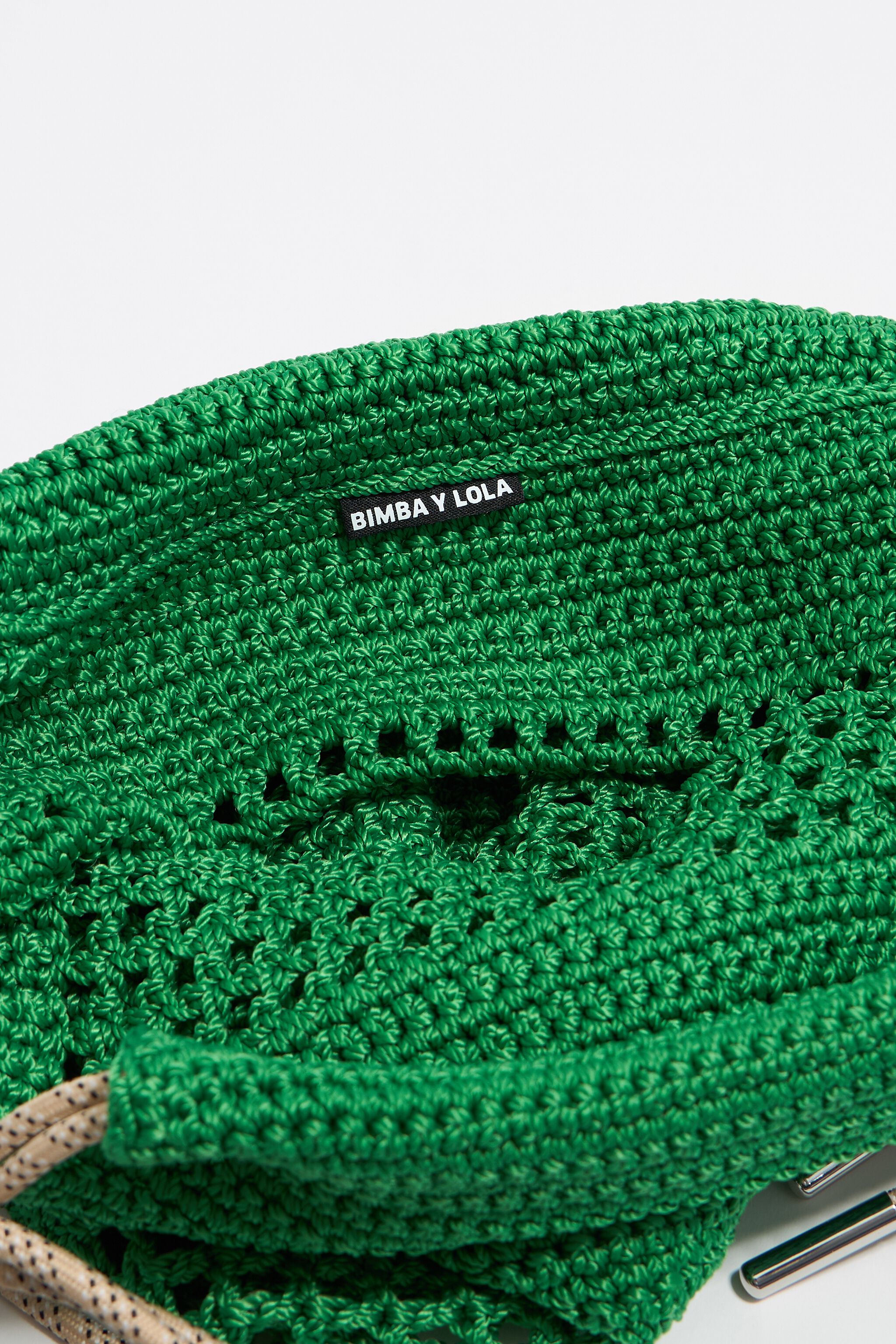 Green crochet tote bag