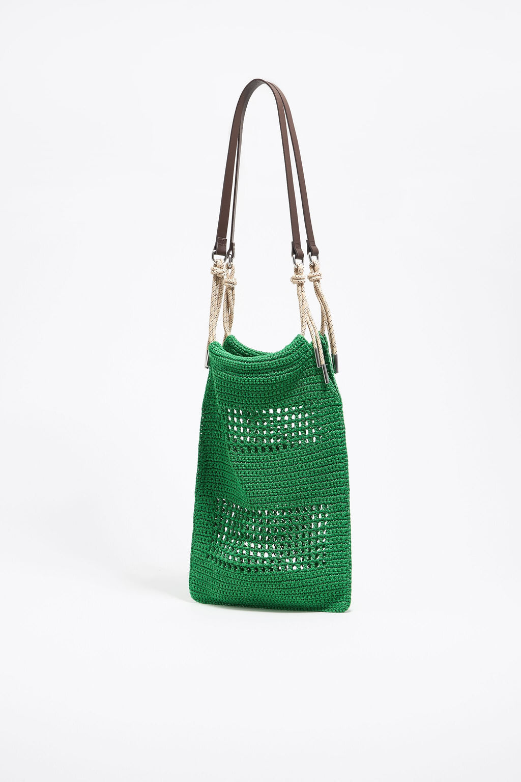 Green crochet tote bag