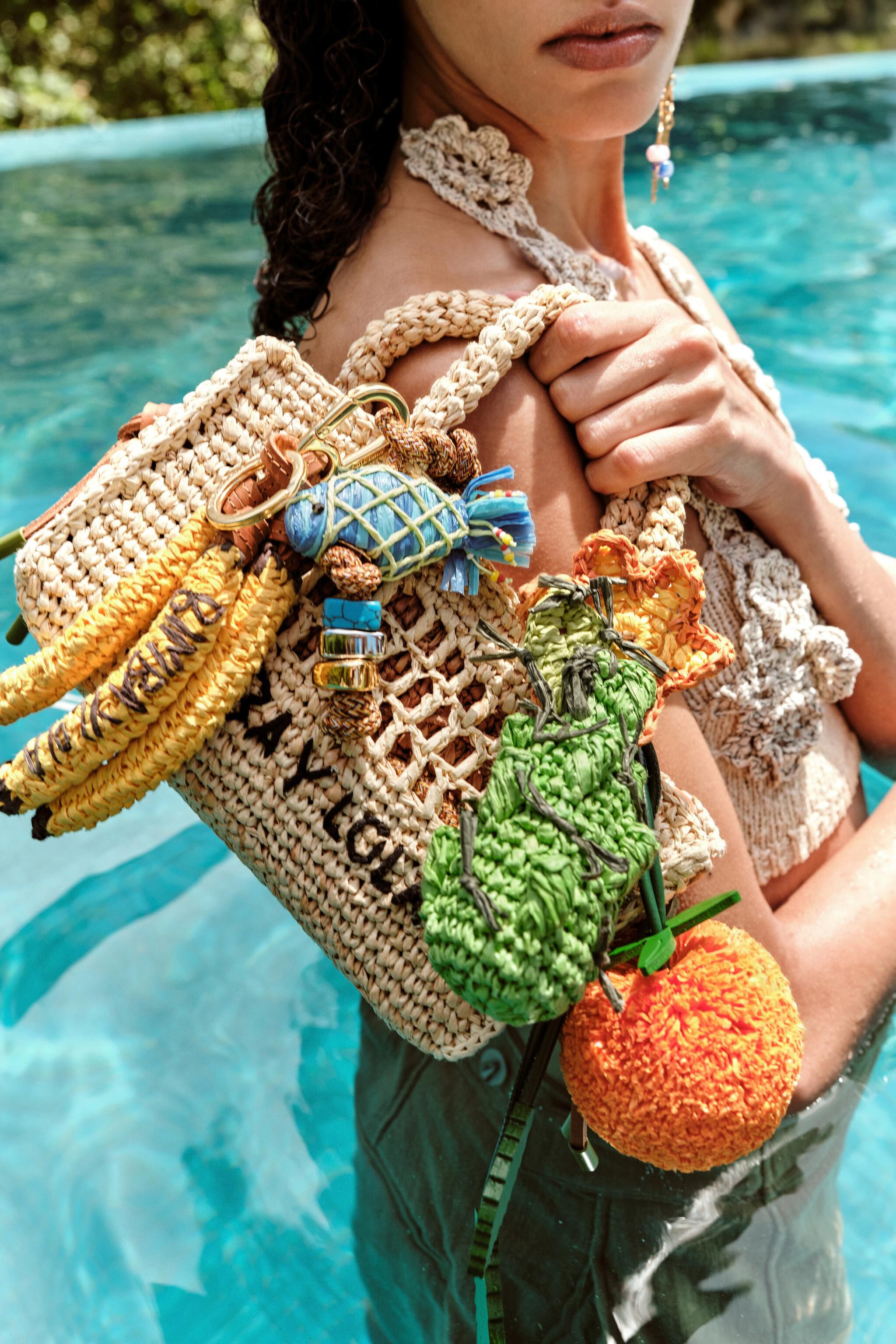 Small natural raffia bag