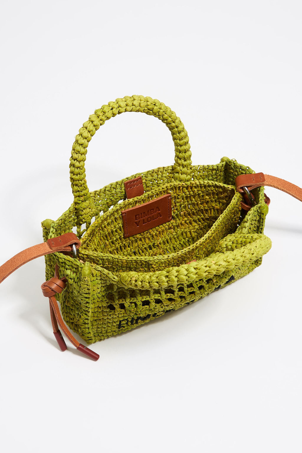 Small lime raffia bag