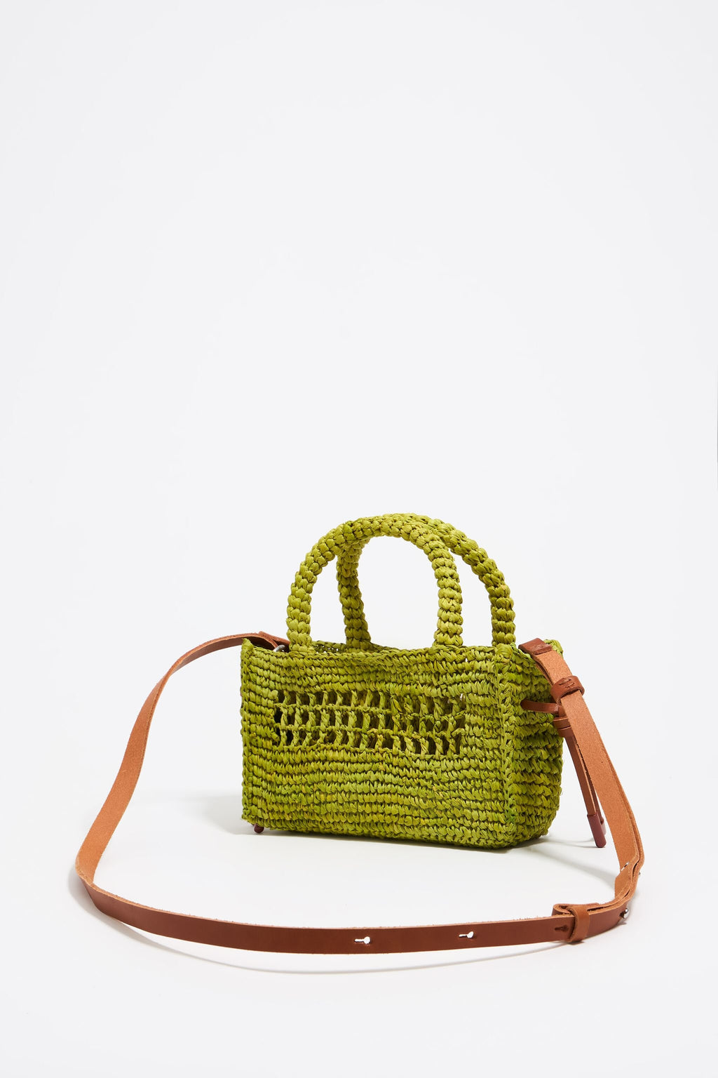 Small lime raffia bag